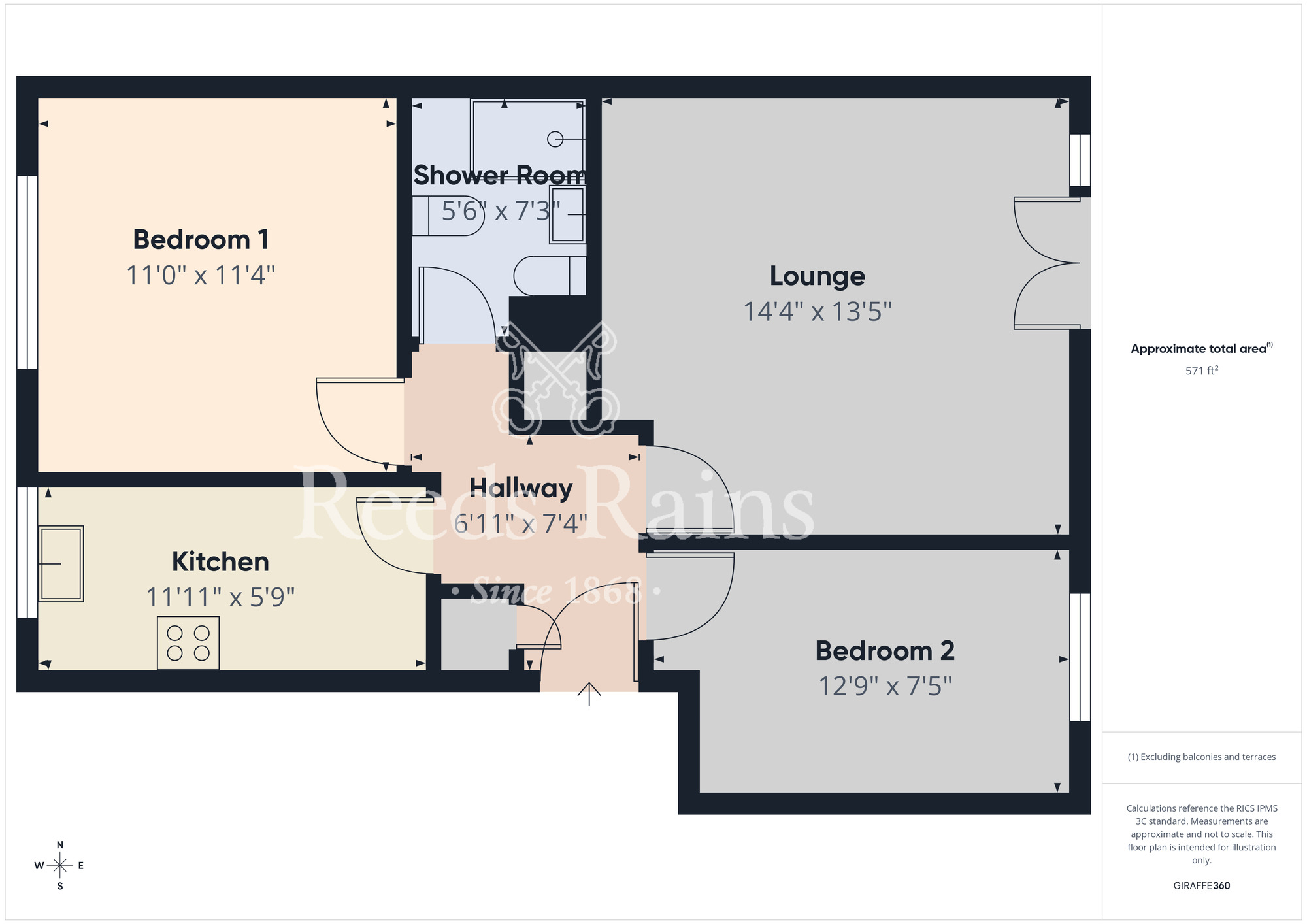 Floorplan of 2 bedroom Flat for sale, Aysgarth Road, Middlesbrough, North Yorkshire, TS5