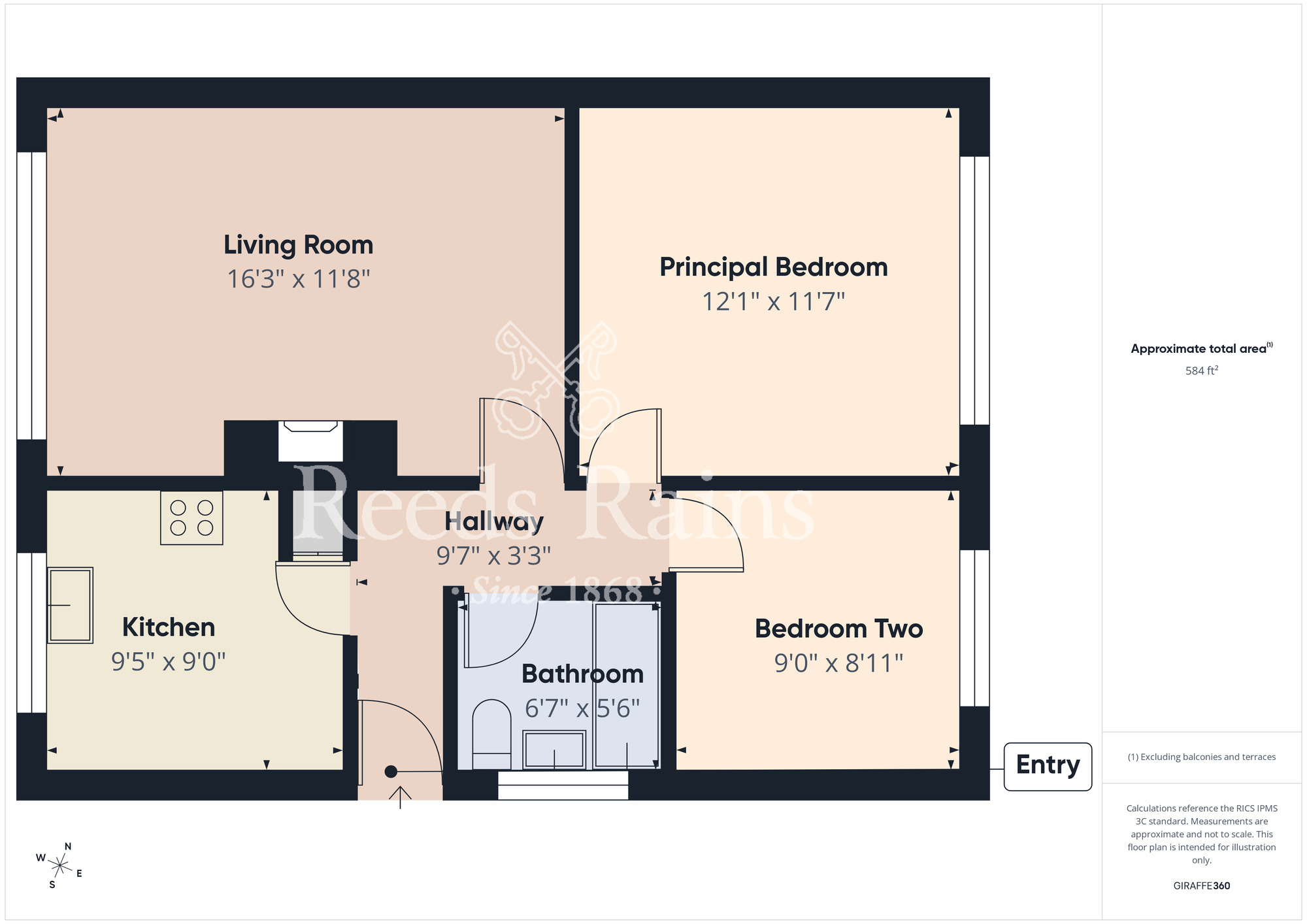 Floorplan of 2 bedroom Semi Detached Bungalow for sale, Keilder Rise, Hemlington, North Yorkshire, TS8