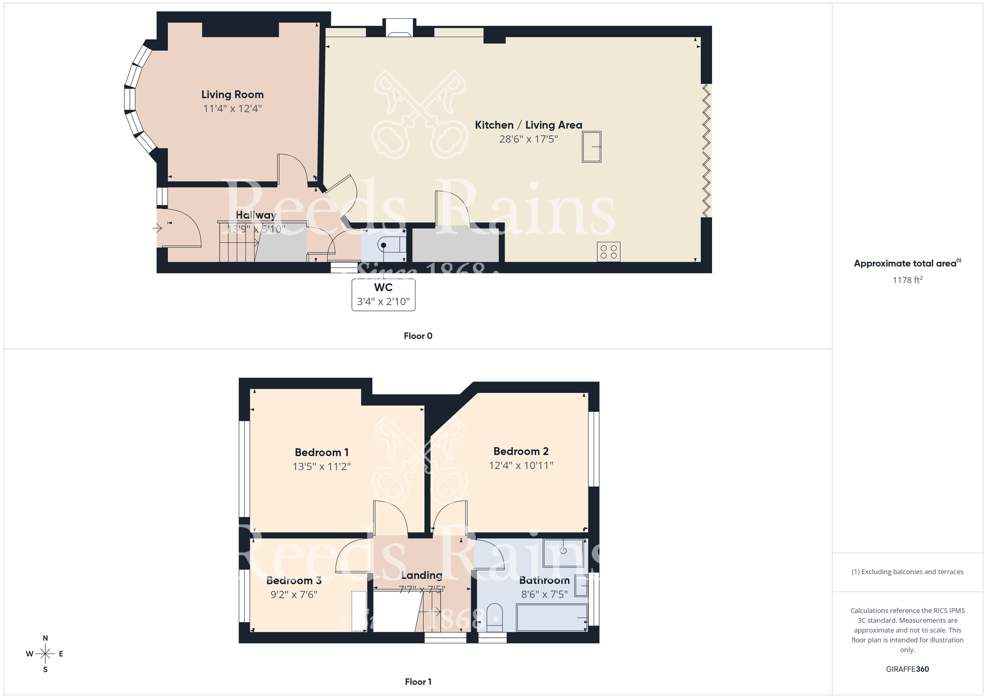 Floorplan of 3 bedroom Semi Detached House for sale, Bewley Grove, Middlesbrough, North Yorkshire, TS5