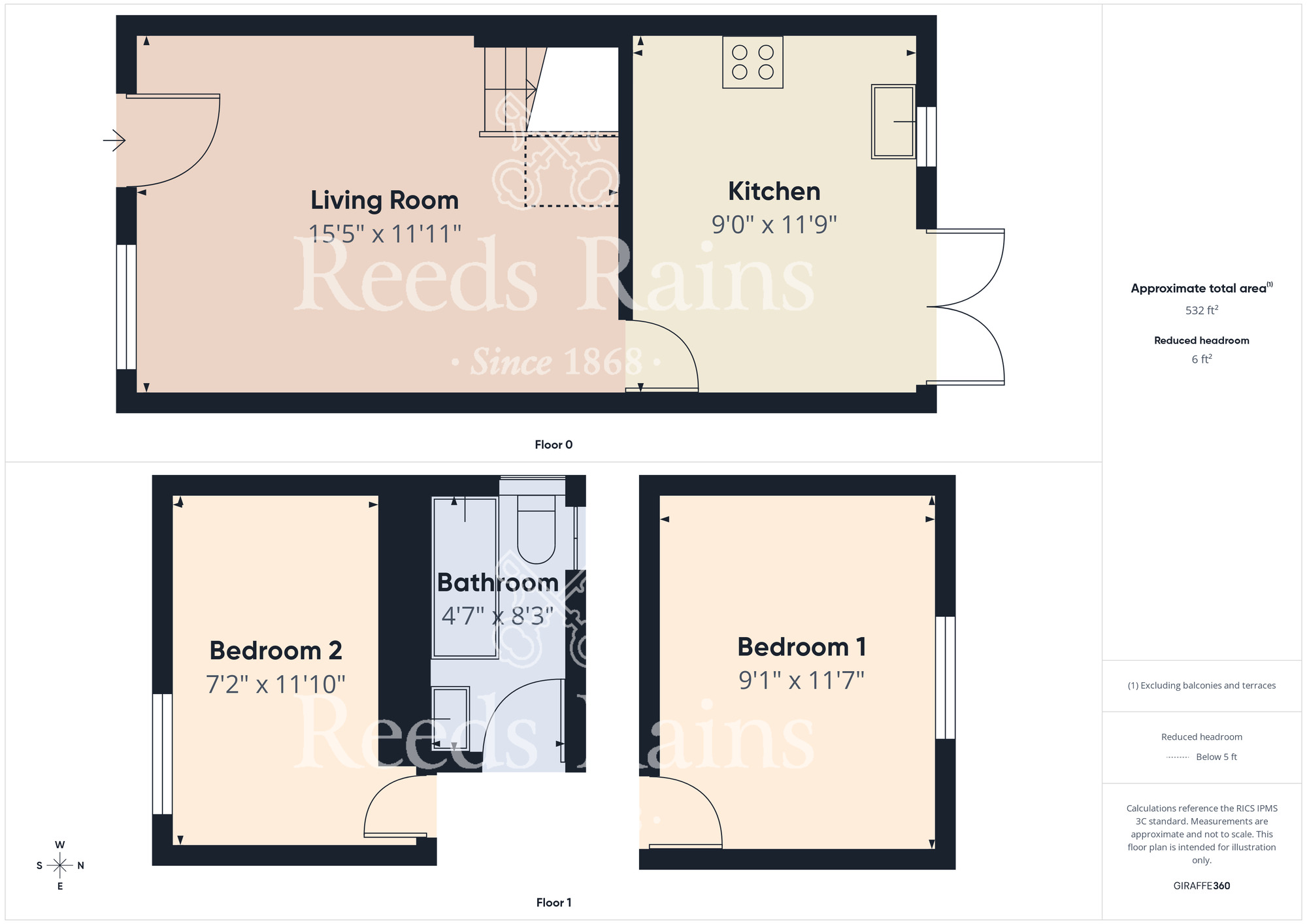 Floorplan of 2 bedroom Semi Detached House for sale, Lynmouth Close, Hemlington, North Yorkshire, TS8