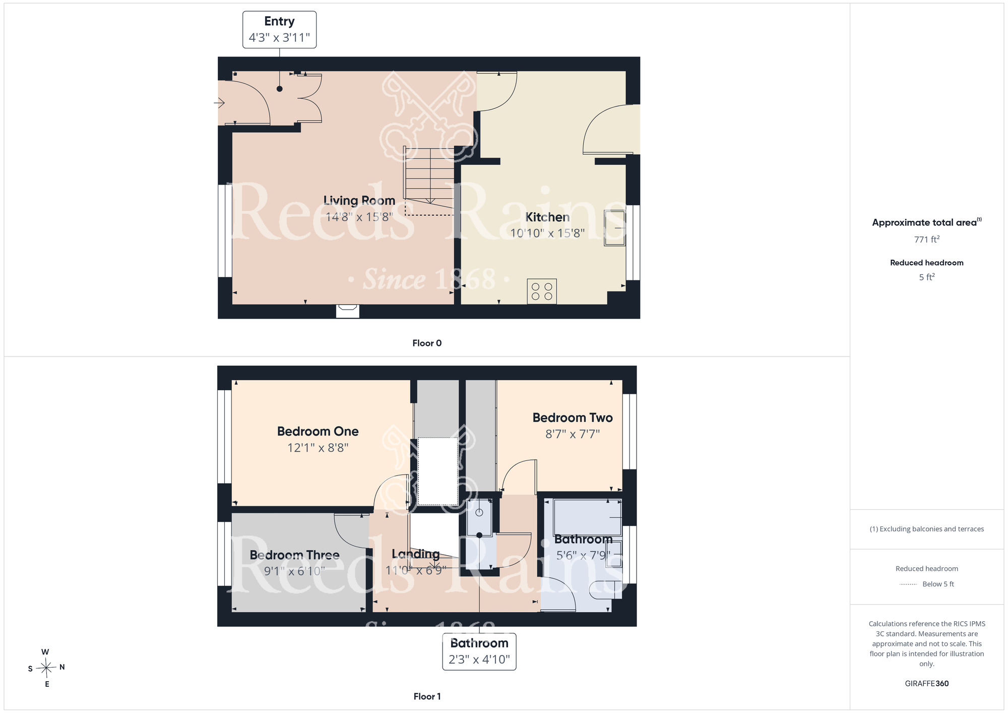 Floorplan of 3 bedroom Mid Terrace House for sale, Boscombe Gardens, Hemlington, North Yorkshire, TS8