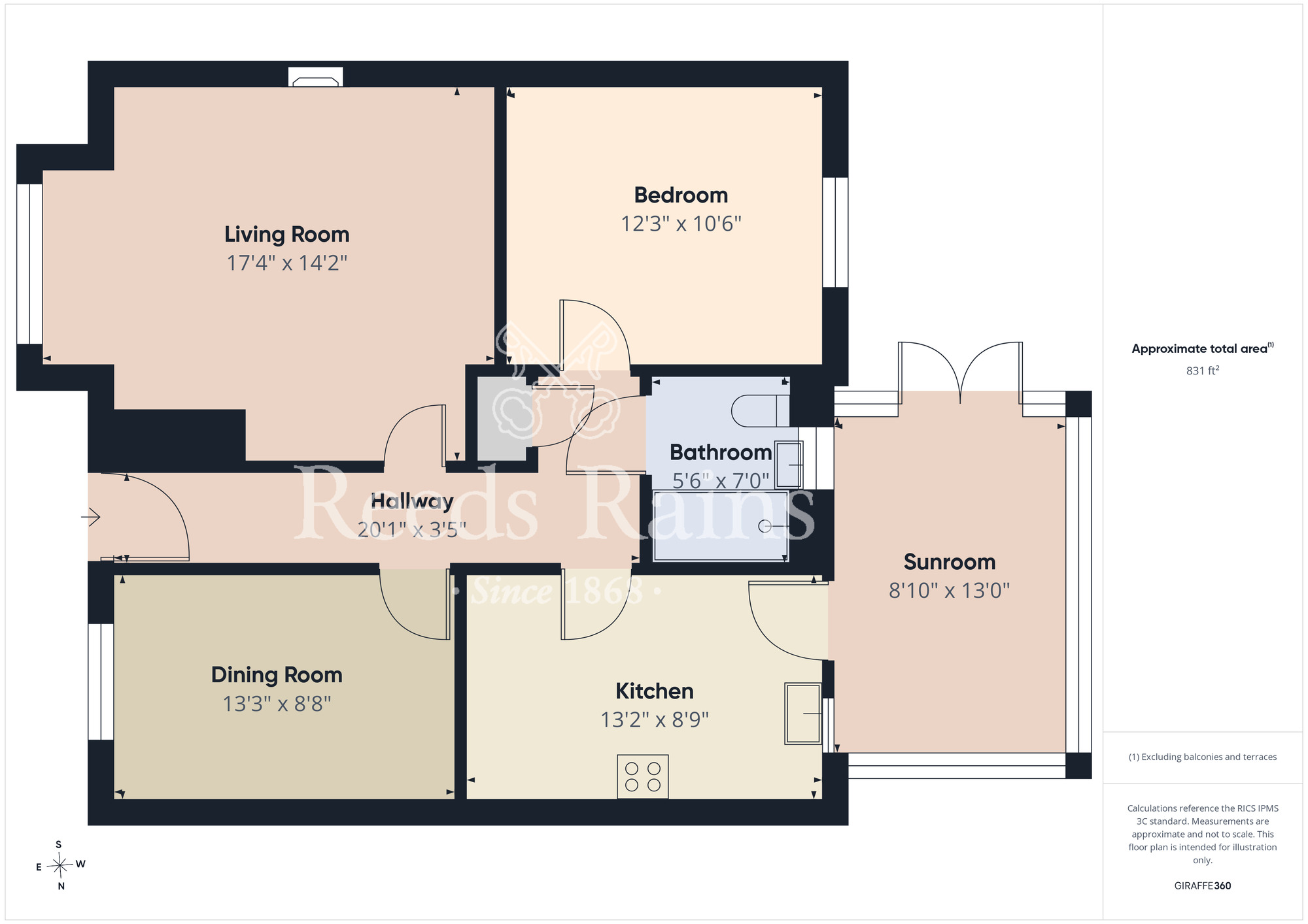 Floorplan of 2 bedroom Semi Detached Bungalow for sale, Harvington Chase, Coulby Newham, North Yorkshire, TS8