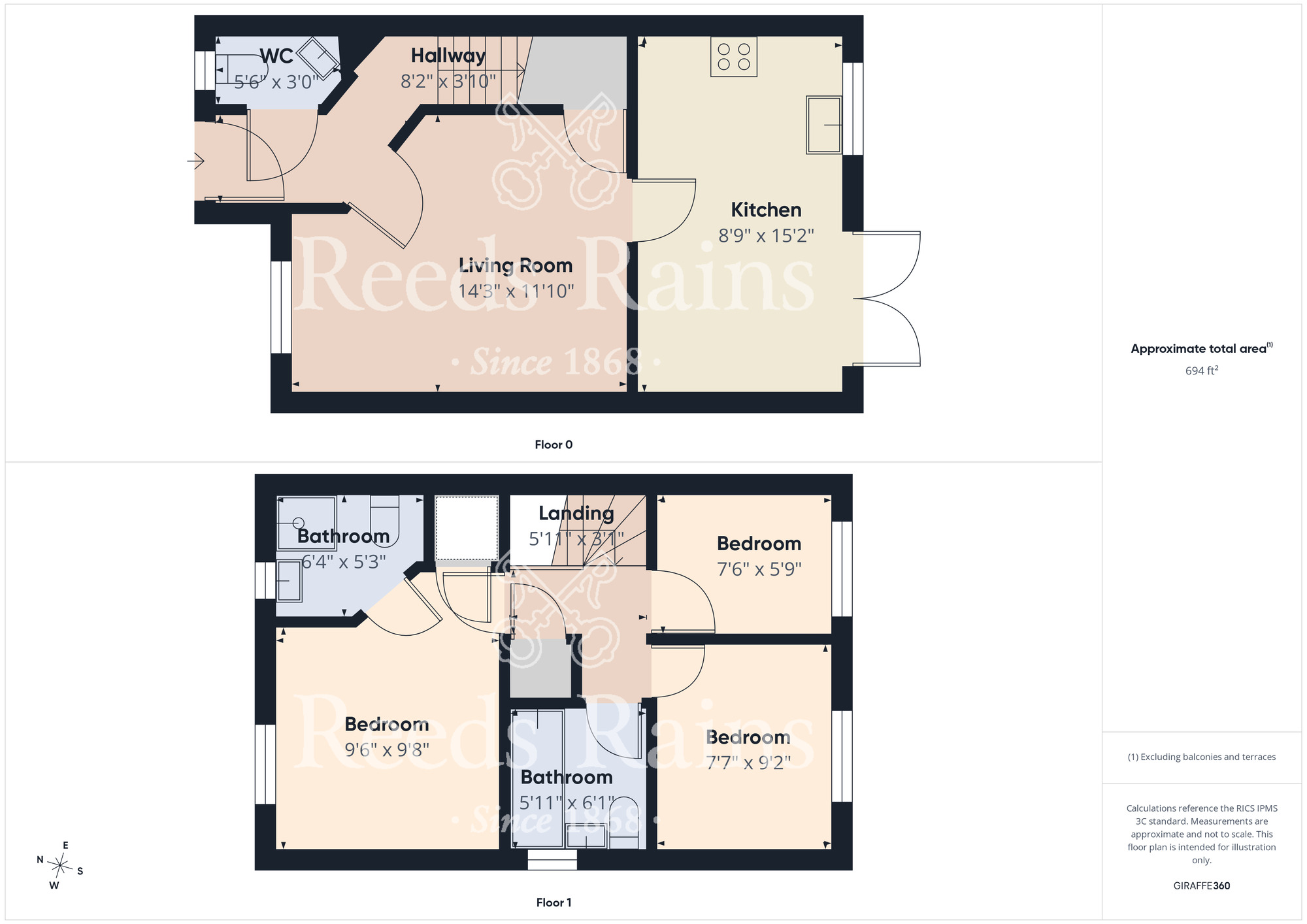 Floorplan of 3 bedroom End Terrace House for sale, Brookes Lane, Hemlington, North Yorkshire, TS8