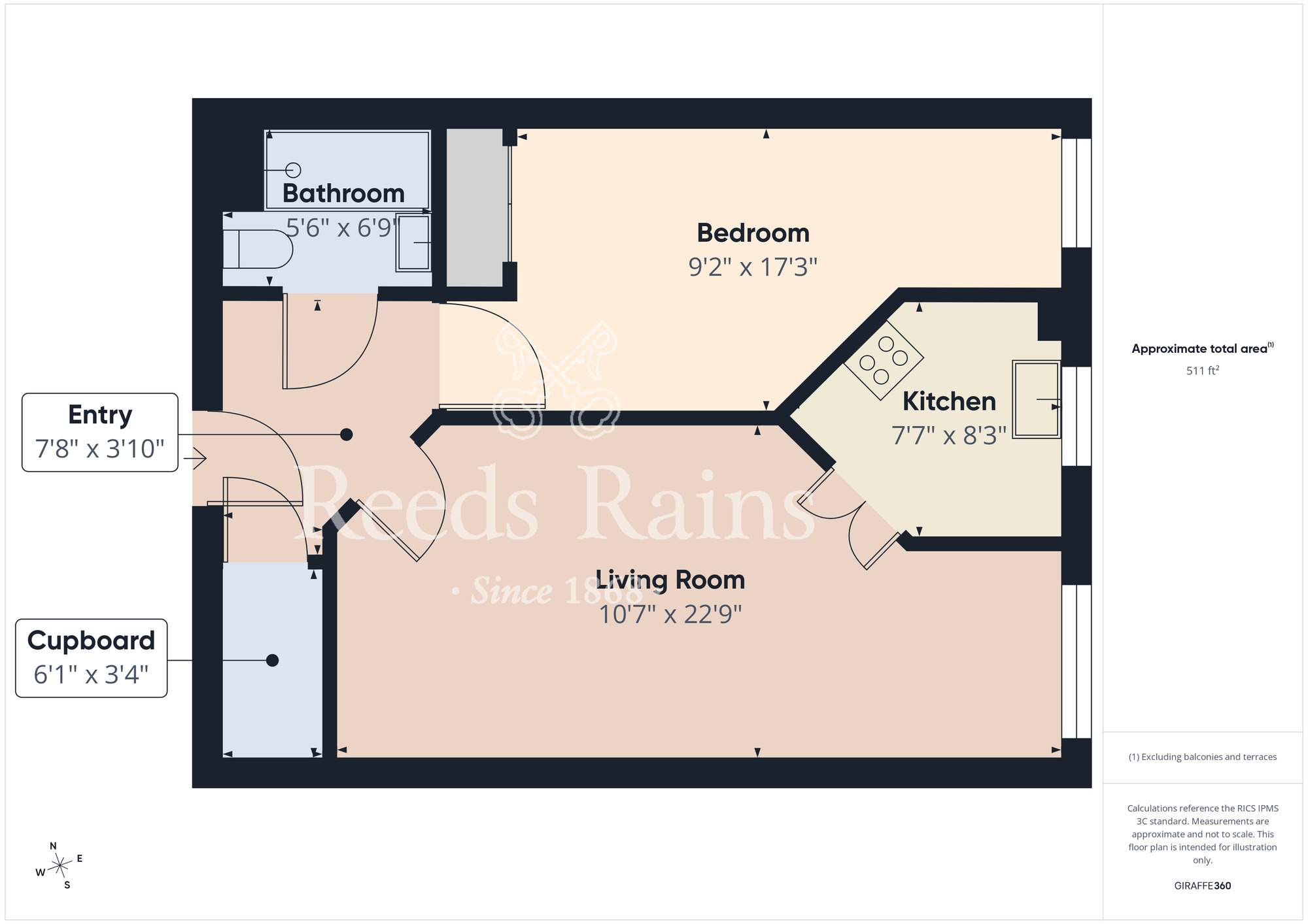 Floorplan of 1 bedroom Flat for sale, Constantine Court, Middlesbrough, North Yorkshire, TS1
