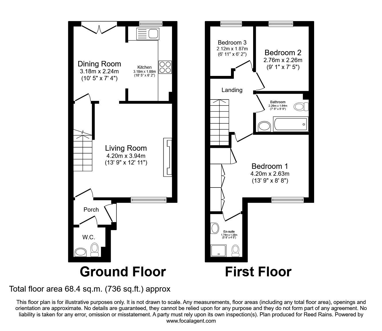 Floorplan of 3 bedroom Mid Terrace House to rent, Tingley, Wakefield, West Yorkshire, WF3