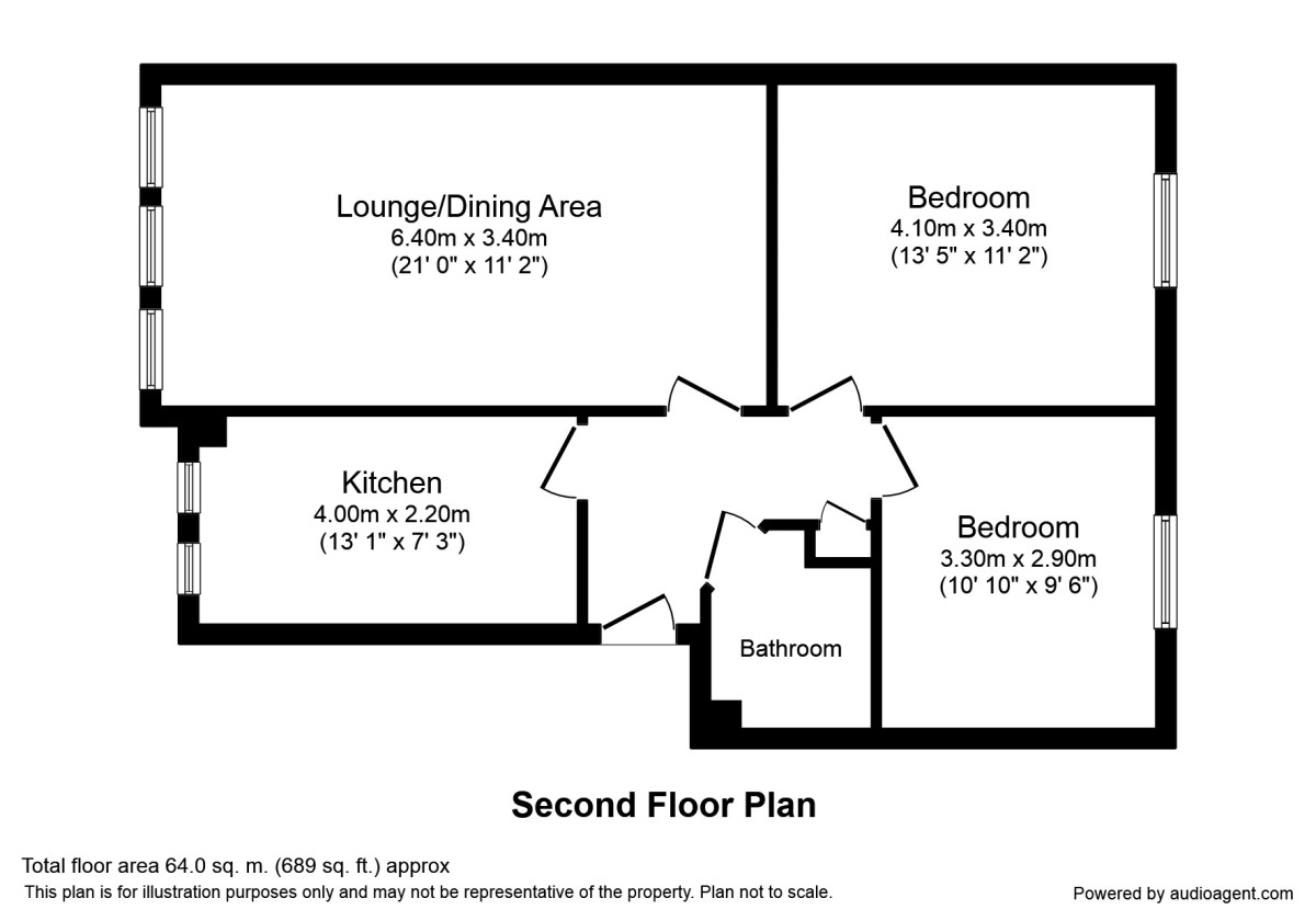 Floorplan of 2 bedroom Flat to rent, Fielding Way, Morley, Leeds, LS27