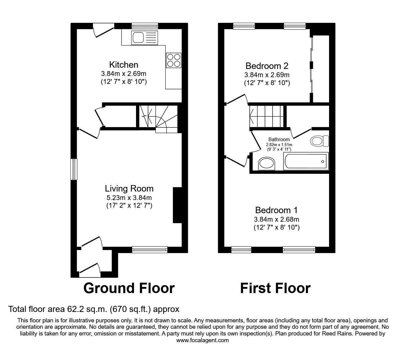 Floorplan of 2 bedroom End Terrace House to rent, Laneside Gardens, Morley, Leeds, LS27