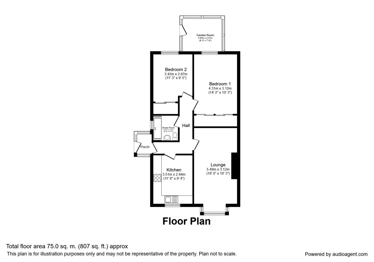 Floorplan of 2 bedroom Detached Bungalow to rent, Flexbury Avenue, Morley, Leeds, LS27