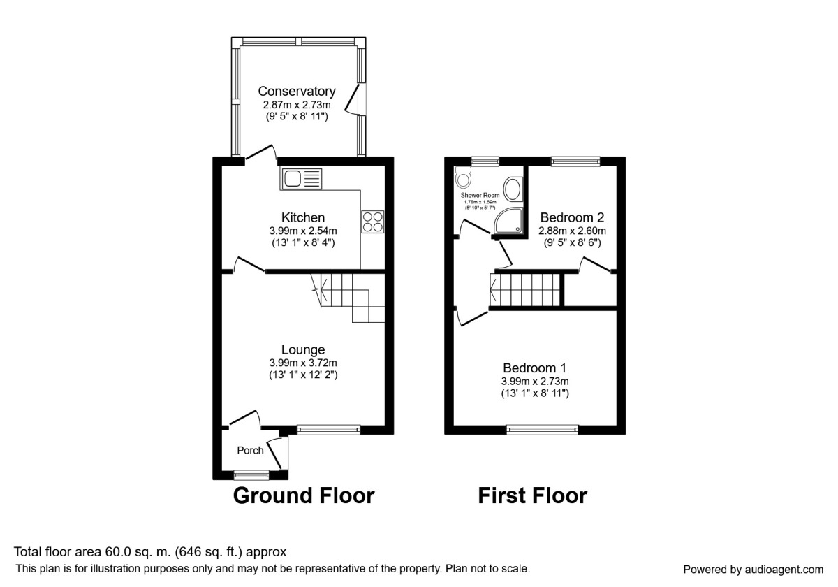 Floorplan of 2 bedroom Semi Detached House to rent, Owl Ridge, Morley, Leeds, LS27