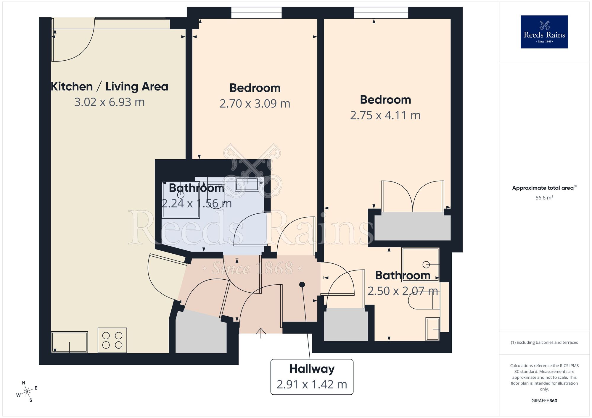 Floorplan of 2 bedroom Flat to rent, Riverside Way, Leeds, LS1