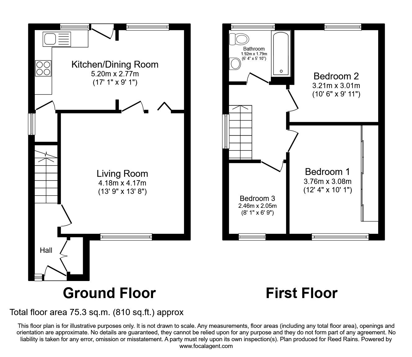 Floorplan of 3 bedroom Semi Detached House to rent, Harwill Rise, Churwell, Leeds, LS27