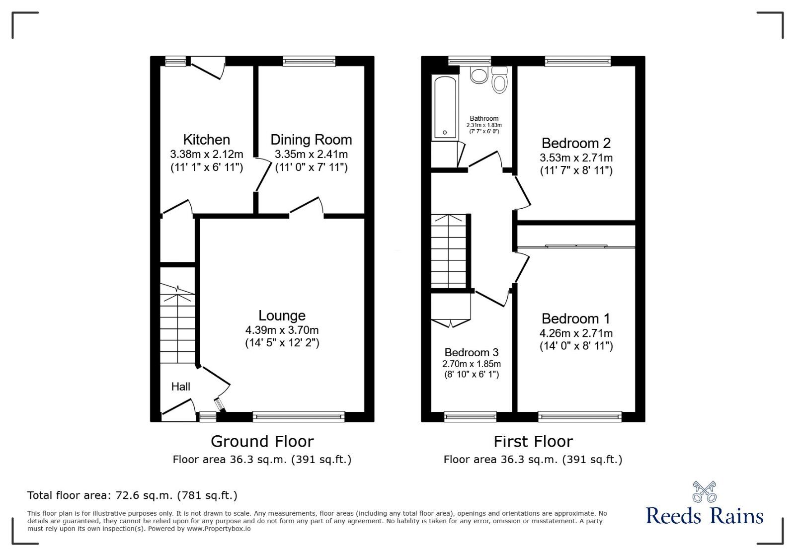 Floorplan of 3 bedroom Mid Terrace House for sale, Oban Close, Tingley, West Yorkshire, WF3