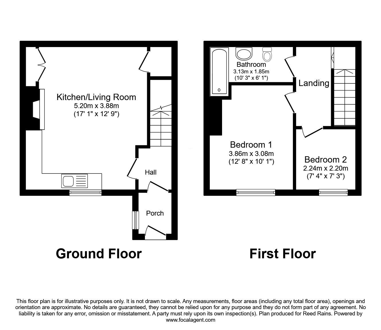 Floorplan of 2 bedroom End Terrace House for sale, Howden Clough Road, Morley, West Yorkshire, LS27