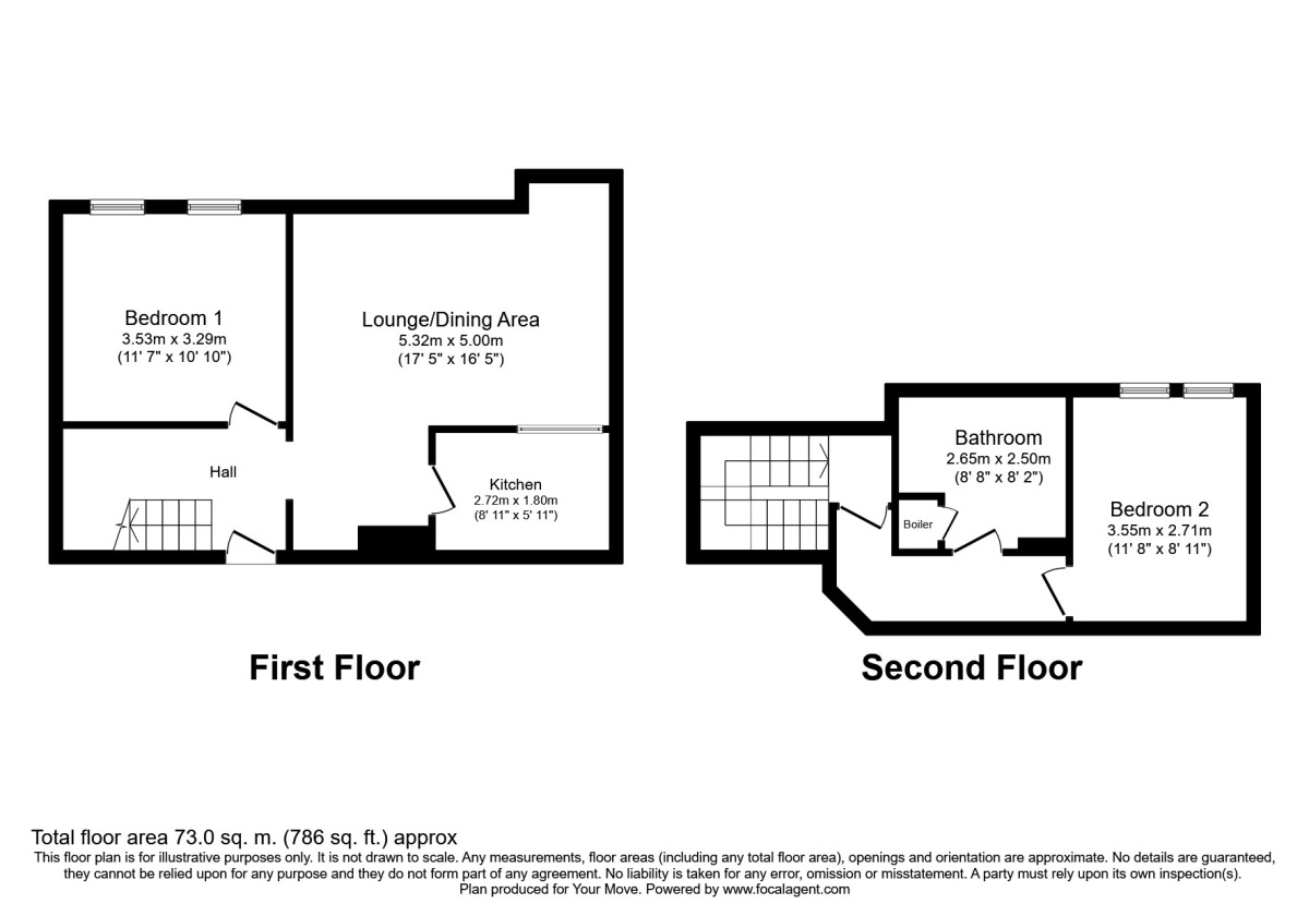 Floorplan of 2 bedroom  Flat to rent, Fountain Street, Morley, West Yorkshire, LS27