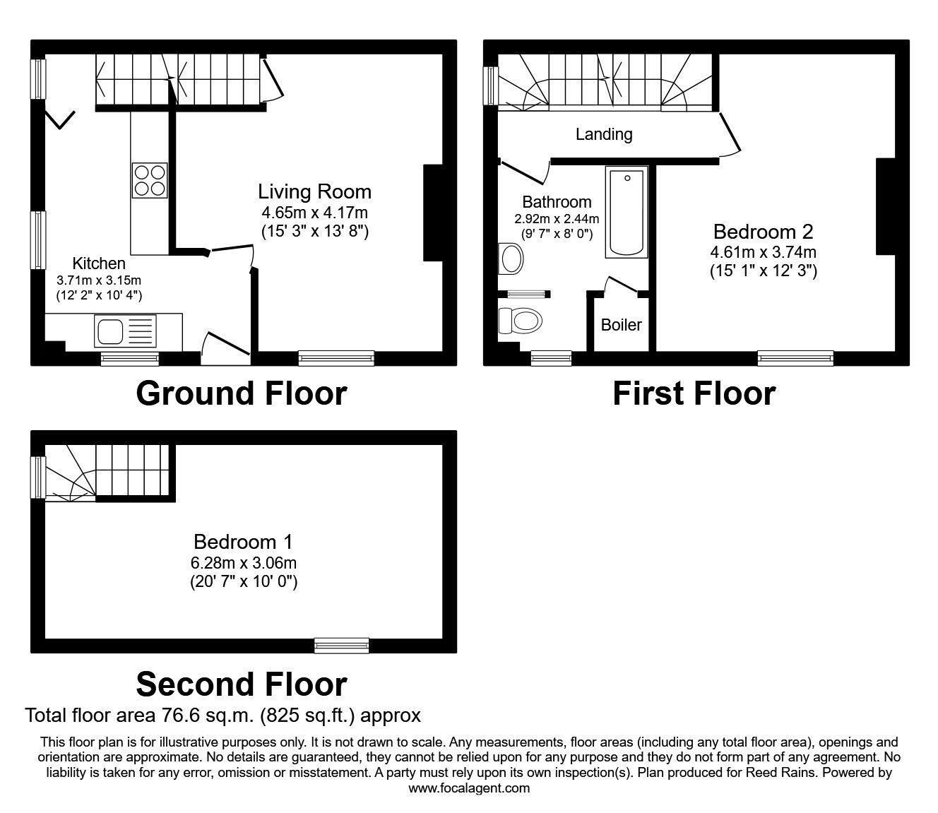 Floorplan of 2 bedroom End Terrace House to rent, Springfield Lane, Morley, West Yorkshire, LS27