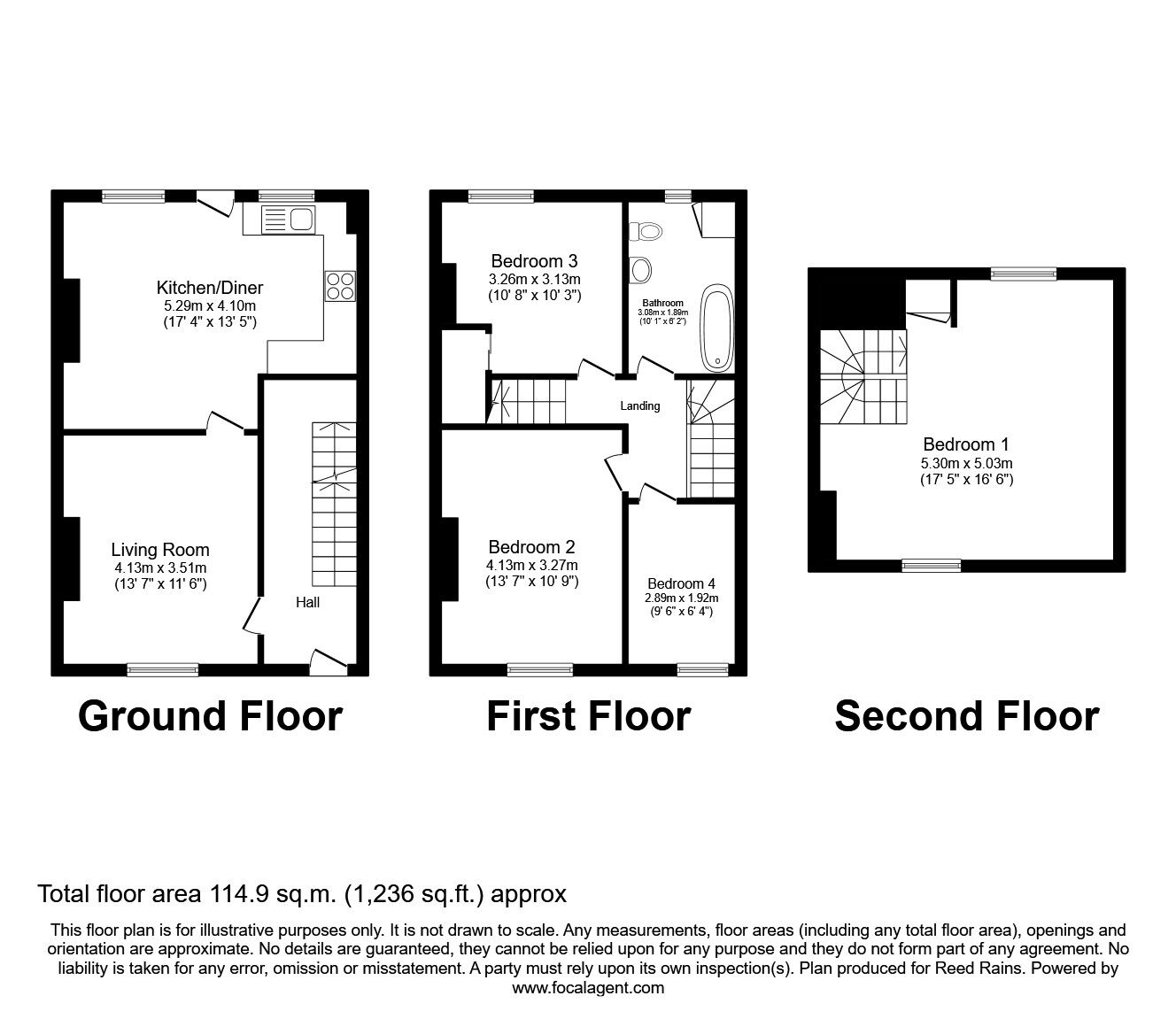 Floorplan of 3 bedroom Mid Terrace House to rent, Ackroyd Street, Morley, West Yorkshire, LS27