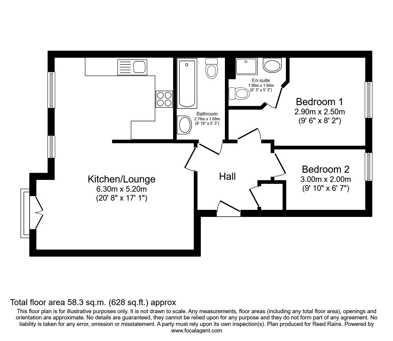 Floorplan of 2 bedroom  Flat to rent, Fenton Gate, Middleton, West Yorkshire, LS10