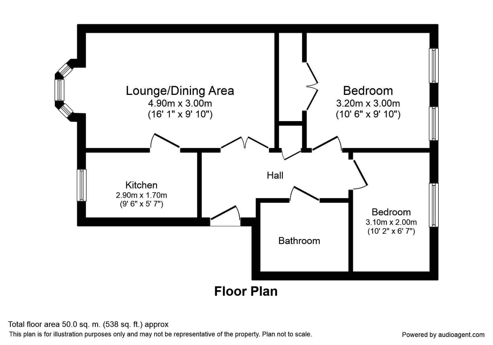 Floorplan of 2 bedroom  Flat to rent, Whitehall Green, Leeds, West Yorkshire, LS12