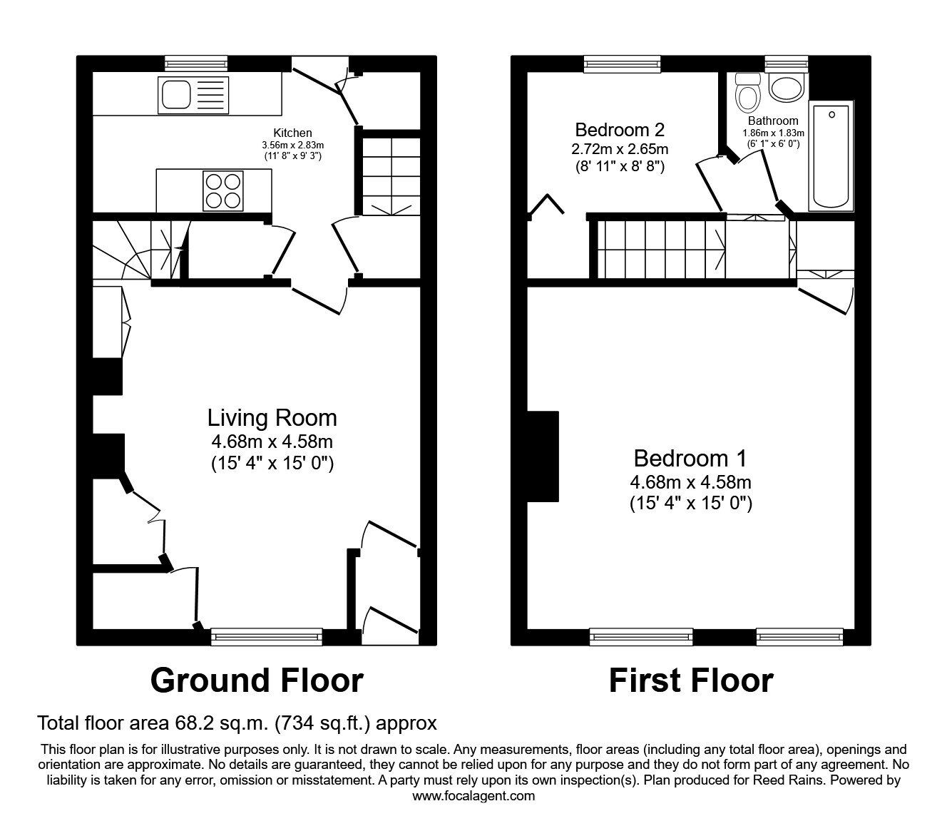 Floorplan of 2 bedroom End Terrace House for sale, Church Lane, Tingley, West Yorkshire, WF3