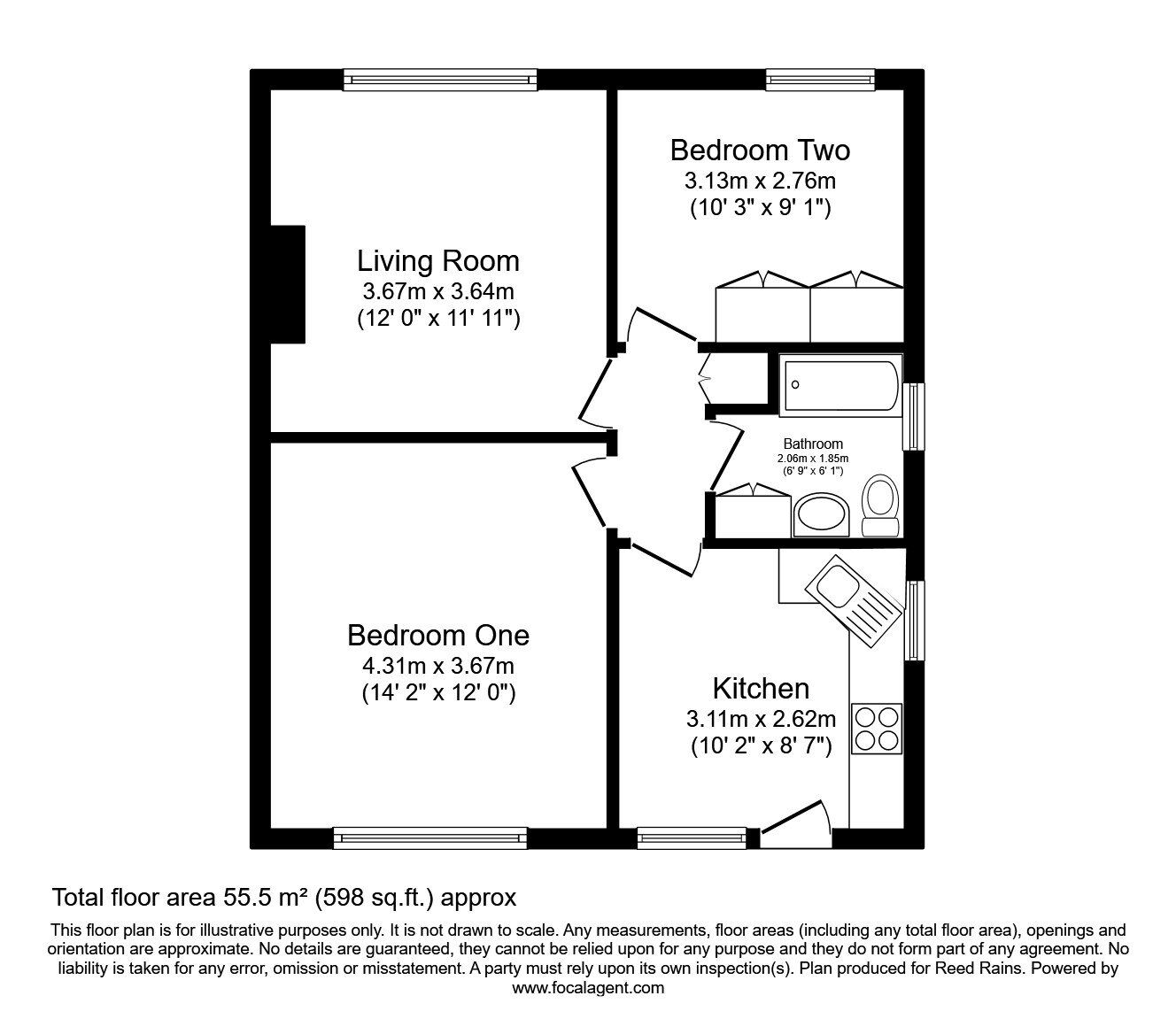 Floorplan of 2 bedroom Semi Detached Bungalow for sale, Scott Green Crescent, Gildersome, Leeds, LS27