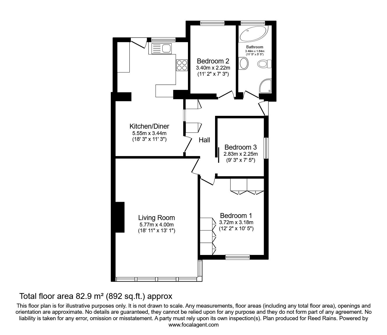 Floorplan of 3 bedroom Semi Detached Bungalow for sale, Croft House Walk, Morley, West Yorkshire, LS27