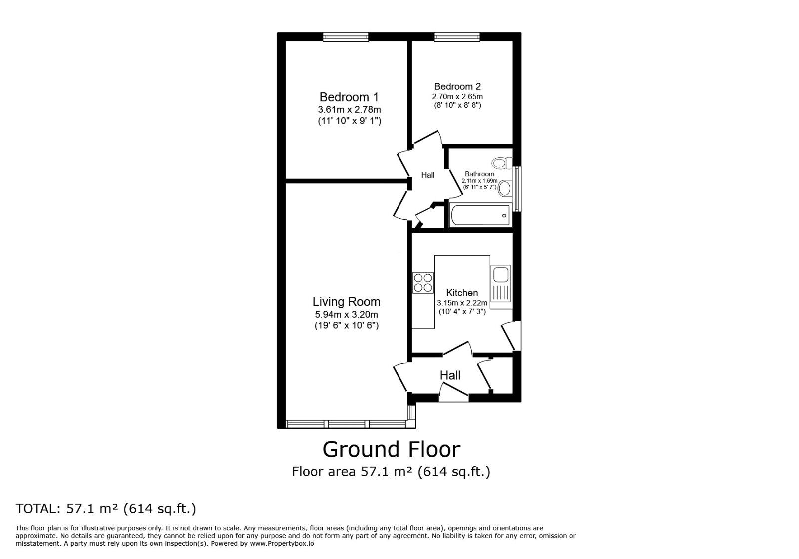 Floorplan of 2 bedroom Semi Detached Bungalow for sale, Wren Drive, Morley, West Yorkshire, LS27