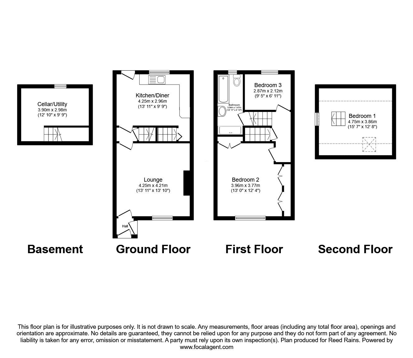 Floorplan of 3 bedroom Semi Detached House for sale, Back Green, Churwell, Leeds, LS27