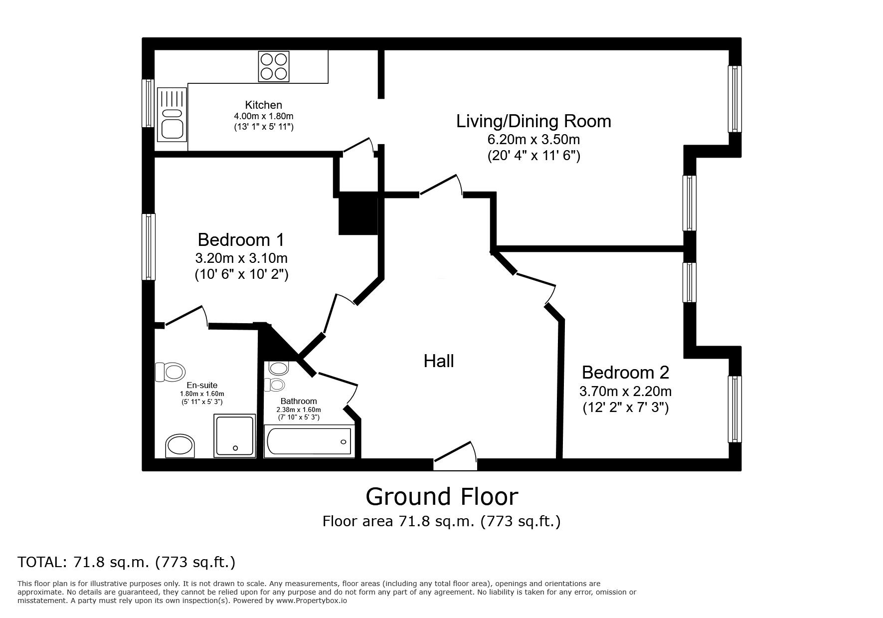 Floorplan of 2 bedroom Flat to rent, Park Drive, Leeds, West Yorkshire, LS12