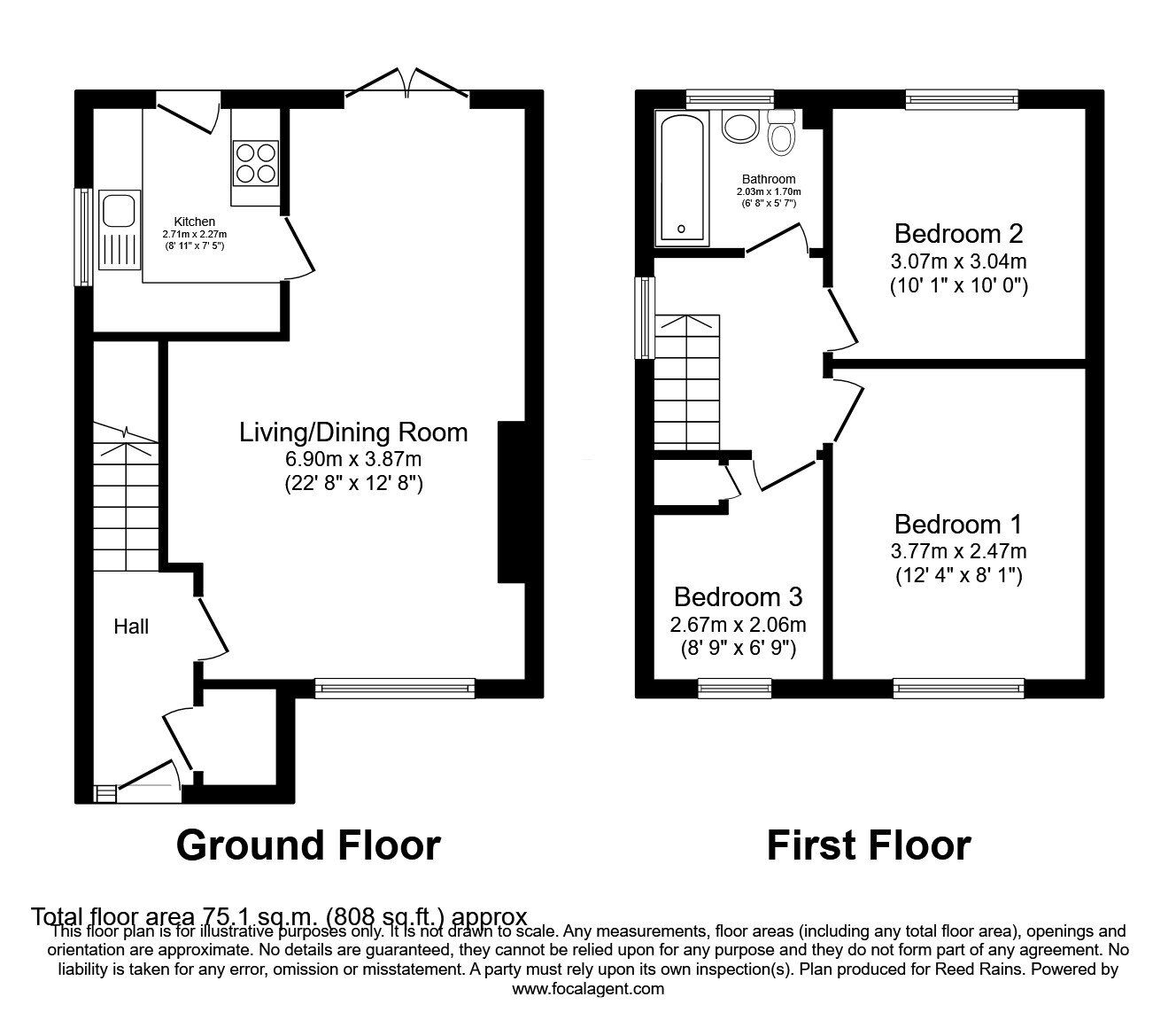 Floorplan of 3 bedroom Semi Detached House for sale, Denshaw Drive, Morley, West Yorkshire, LS27