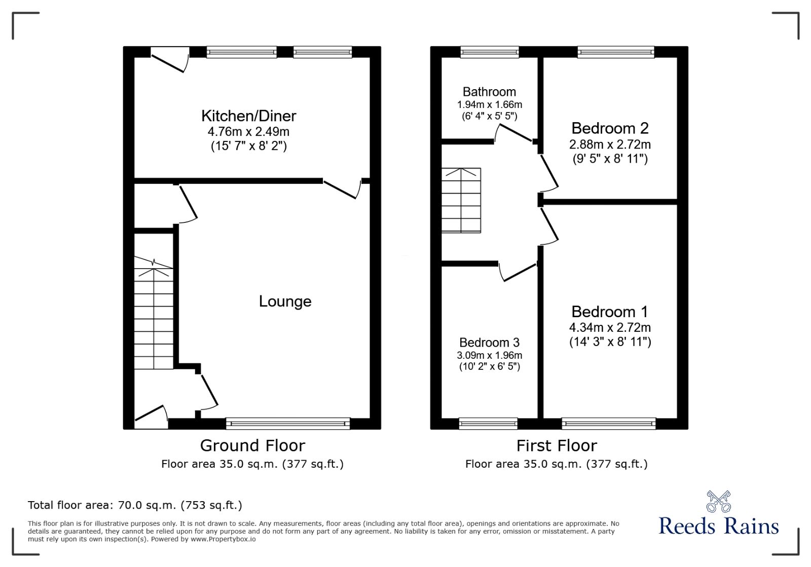 Floorplan of 3 bedroom End Terrace House for sale, Britannia Road, Morley, West Yorkshire, LS27