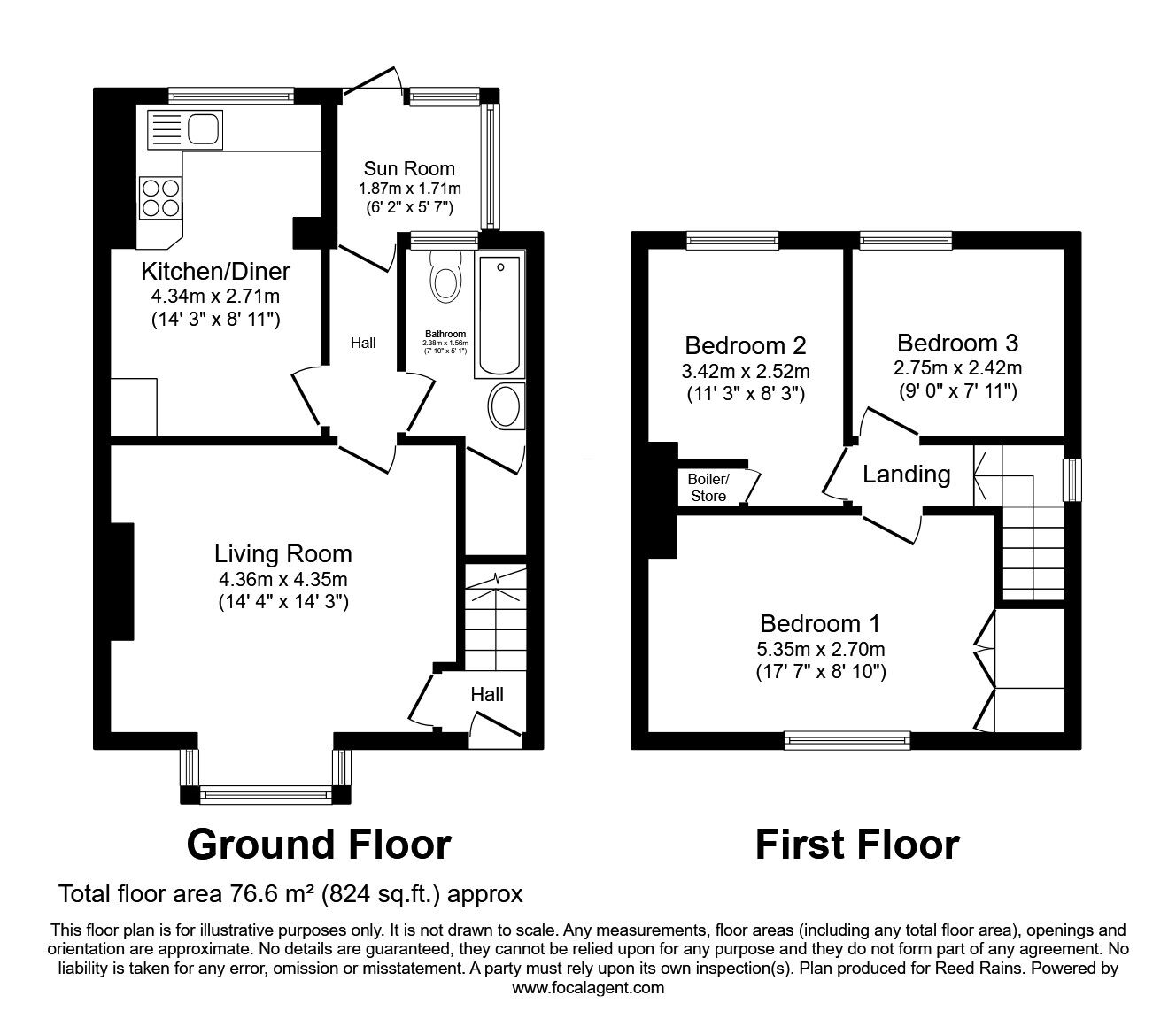 Floorplan of 3 bedroom Semi Detached House for sale, Bradford Road, Tingley, West Yorkshire, WF3
