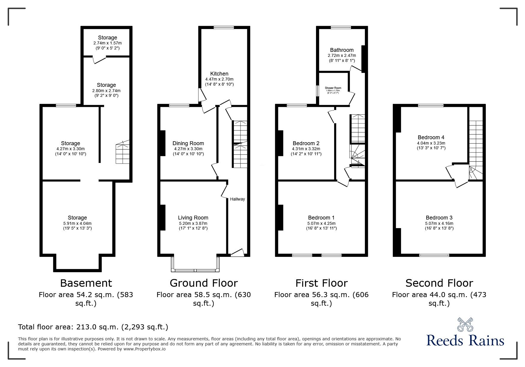 Floorplan of 4 bedroom Mid Terrace House to rent, Park View, Leeds, West Yorkshire, LS11