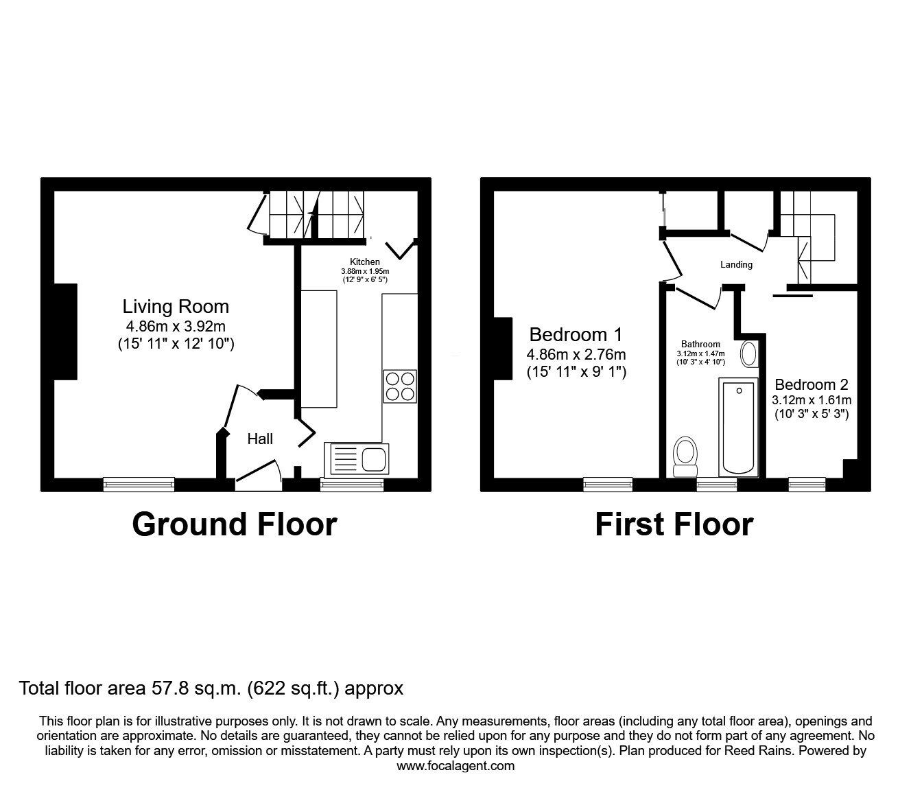 Floorplan of 2 bedroom Mid Terrace House for sale, Worrall Street, Morley, West Yorkshire, LS27