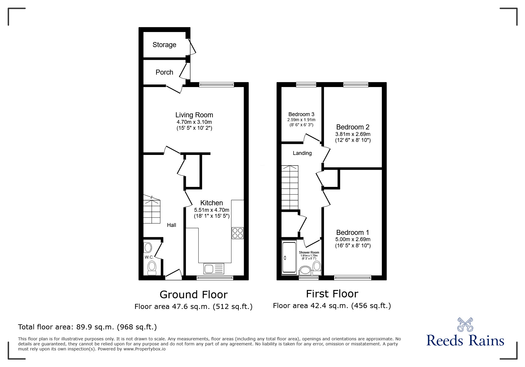 Floorplan of 3 bedroom Mid Terrace House to rent, Coupland Road, Leeds, West Yorkshire, LS11