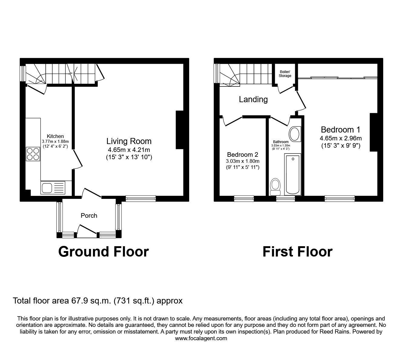 Floorplan of 2 bedroom End Terrace House to rent, Springfield Lane, Morley, West Yorkshire, LS27