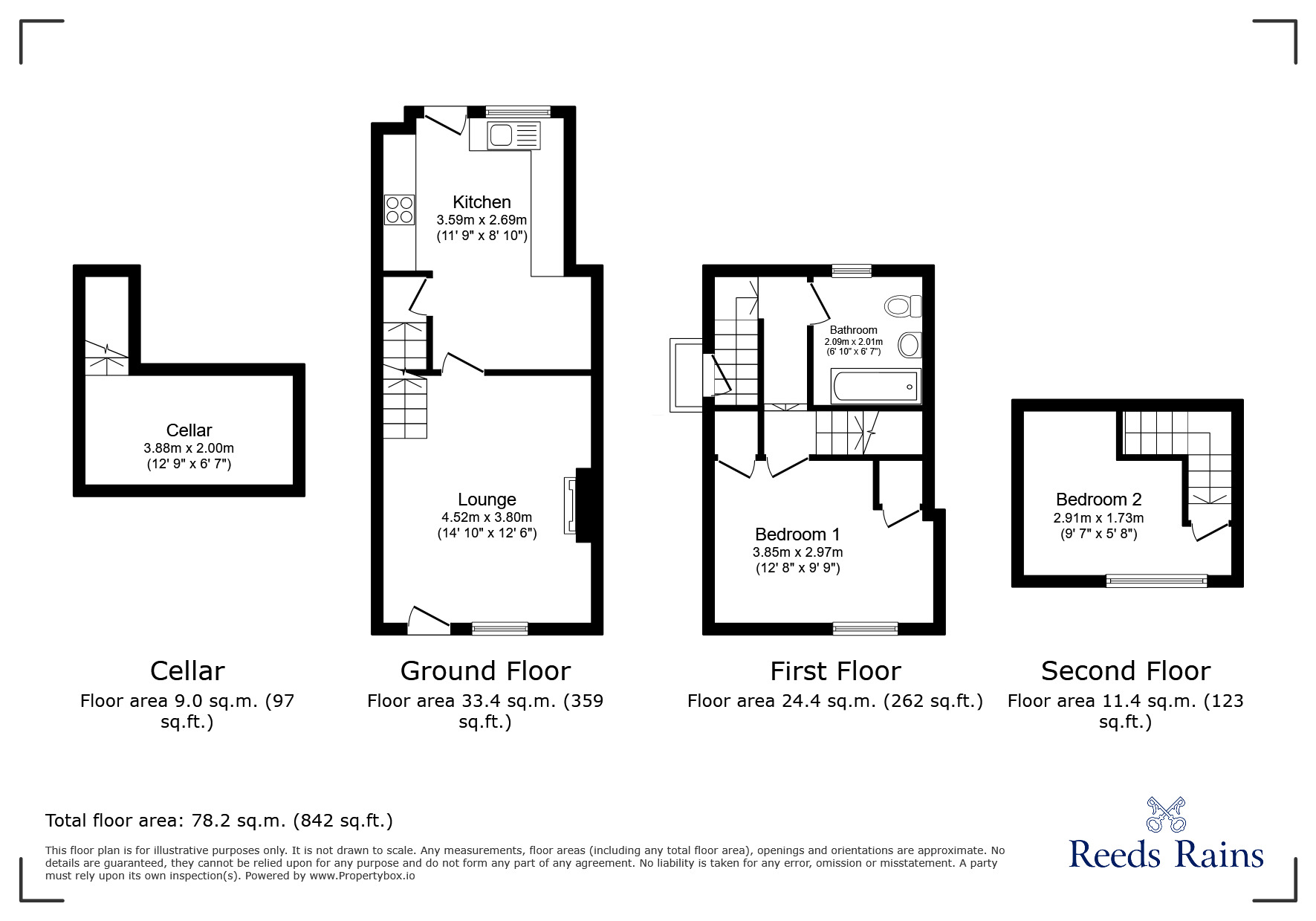 Floorplan of 2 bedroom Mid Terrace House to rent, Charles Street, Morley, West Yorkshire, LS27