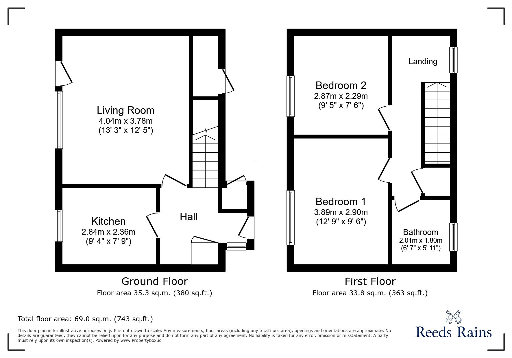 Floorplan of 2 bedroom End Terrace House to rent, Cottingley Drive, Leeds, West Yorkshire, LS11