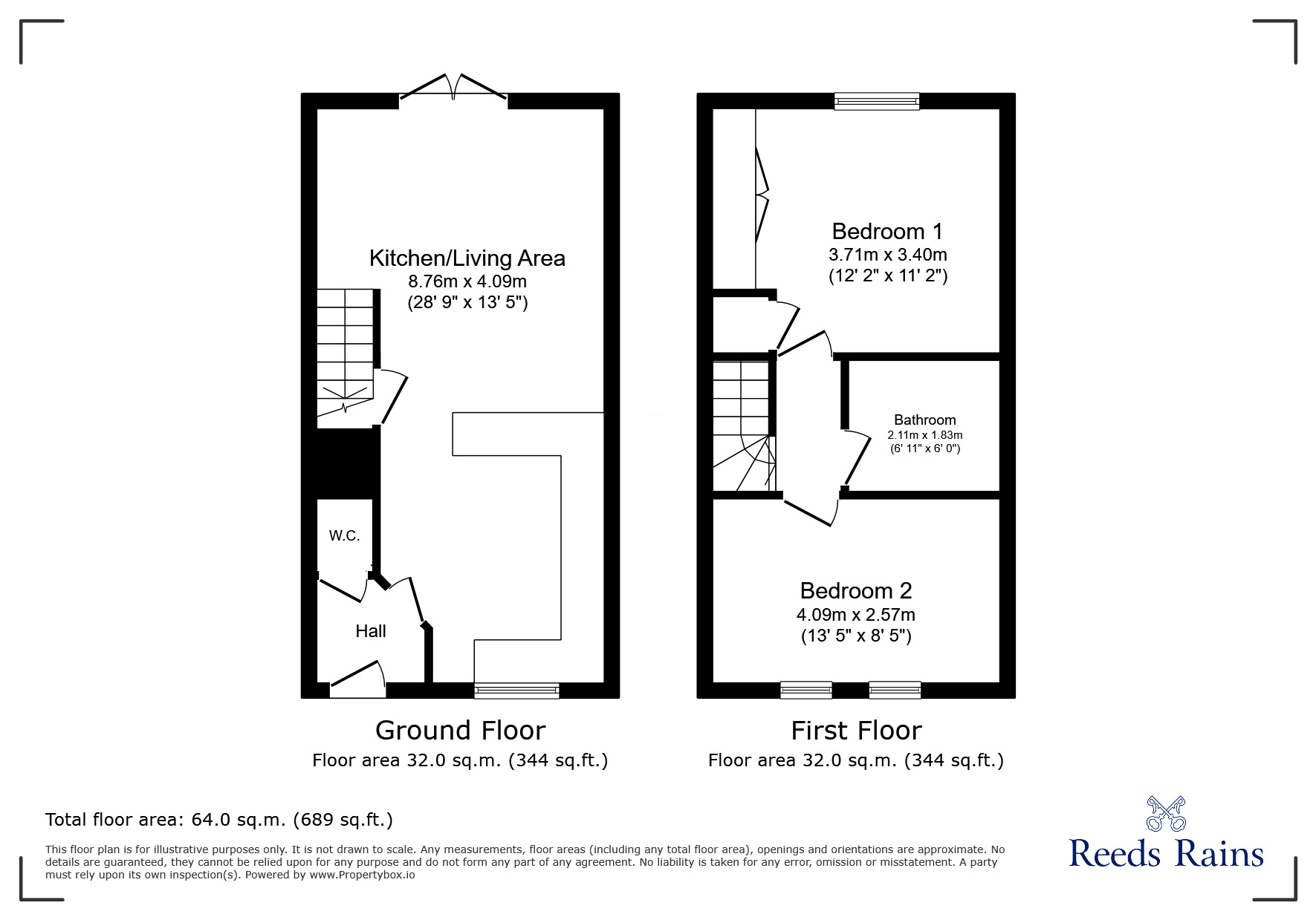 Floorplan of 2 bedroom Semi Detached House to rent, Cuthbert Court, Churwell, Leeds, LS27
