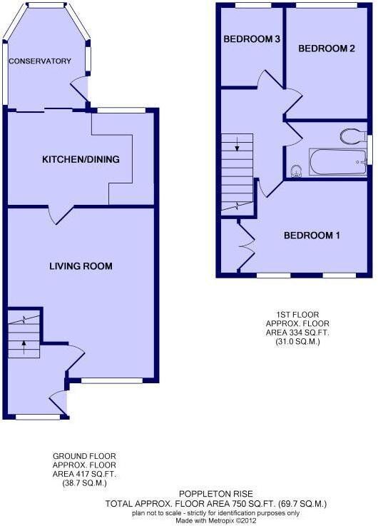 Floorplan of 3 bedroom Semi Detached House for sale, Poppleton Rise, Tingley, West Yorkshire, WF3