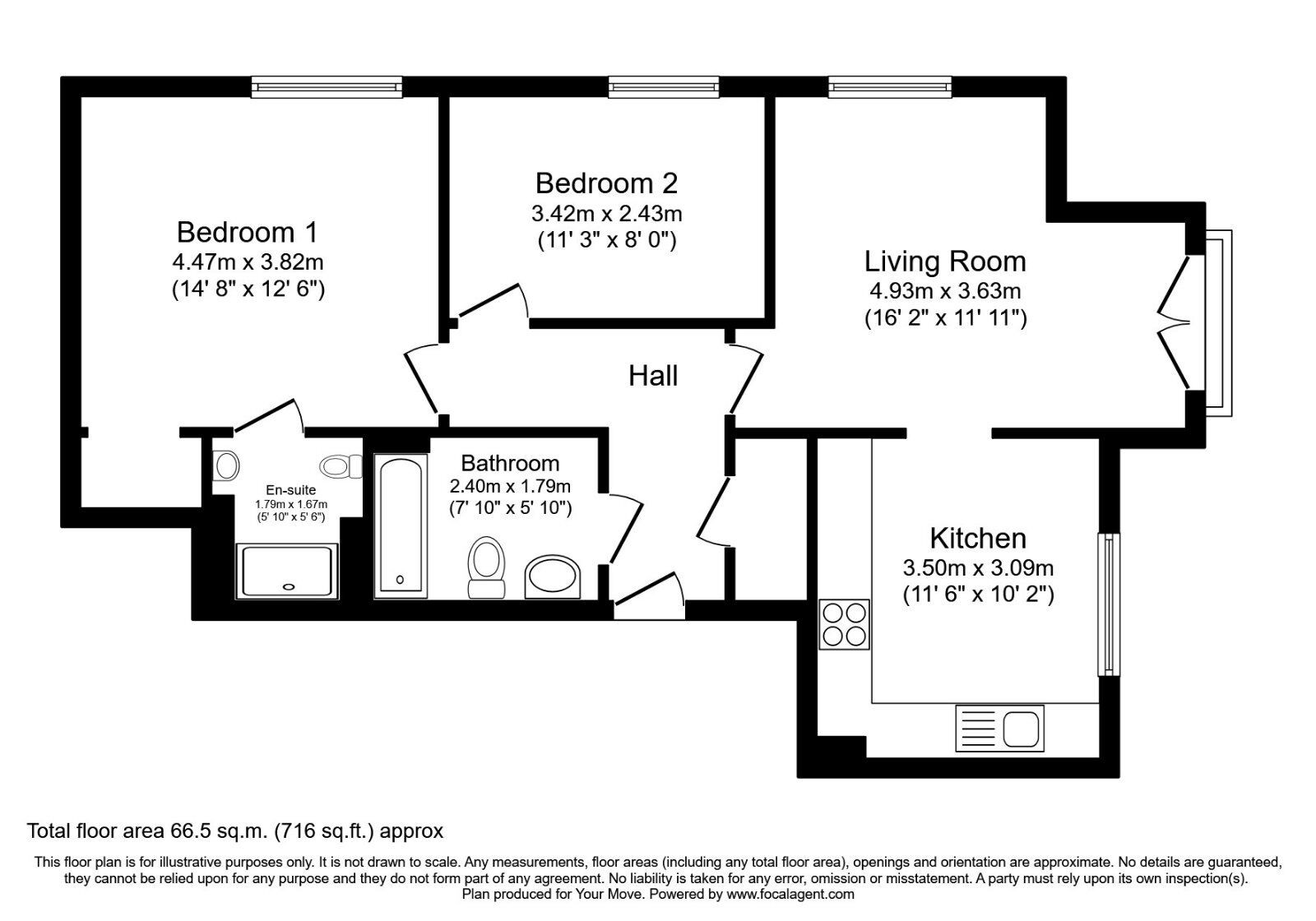 Floorplan of 2 bedroom  Flat to rent, Bronte Close, East Ardsley, West Yorkshire, WF3