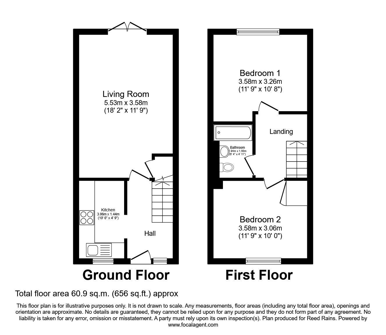 Floorplan of 2 bedroom Semi Detached House for sale, Ibbetson Road, Churwell, Morley, Leeds, LS27