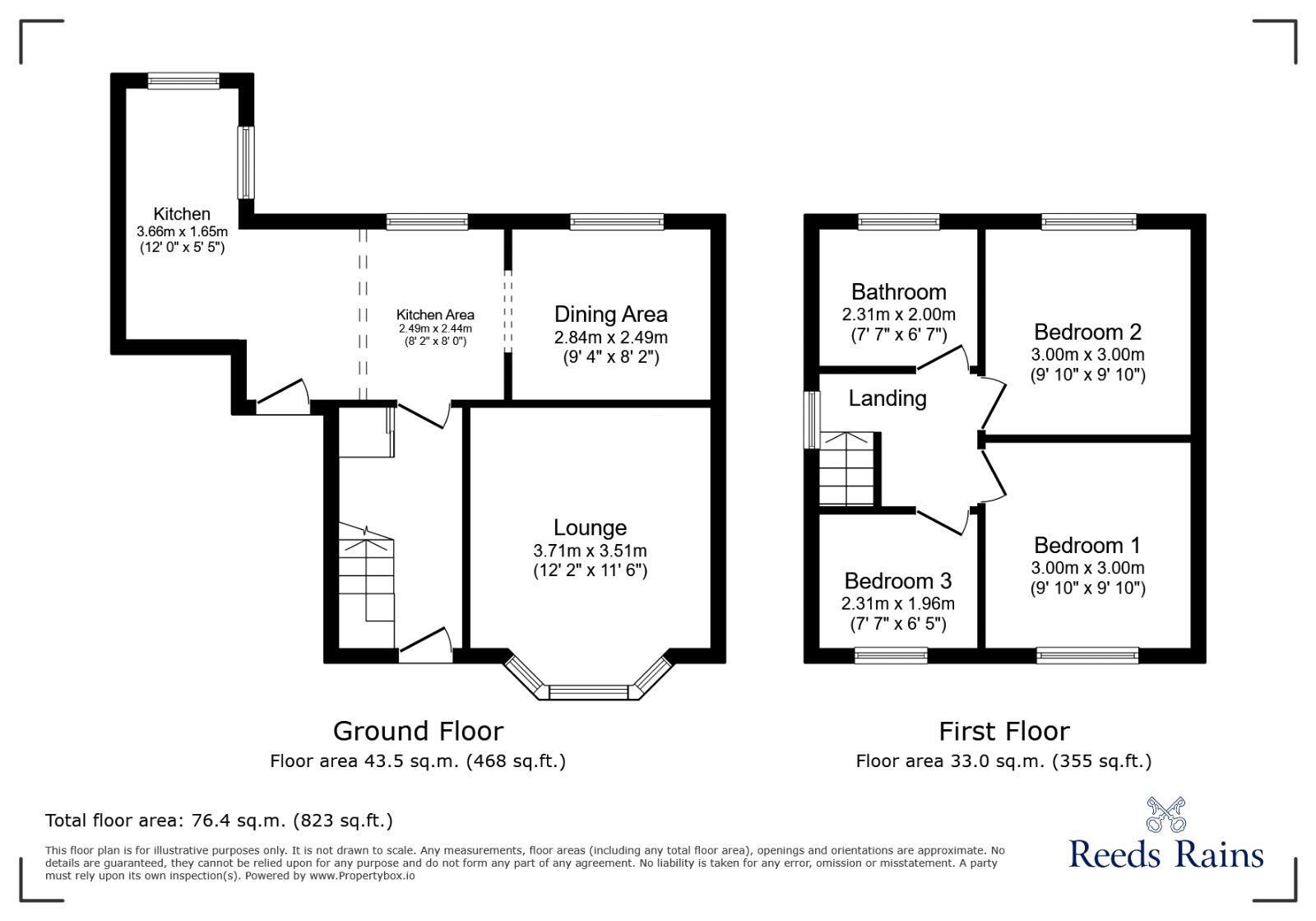 Floorplan of 3 bedroom Semi Detached House for sale, Bank View, Earlsheaton, West Yorkshire, WF12