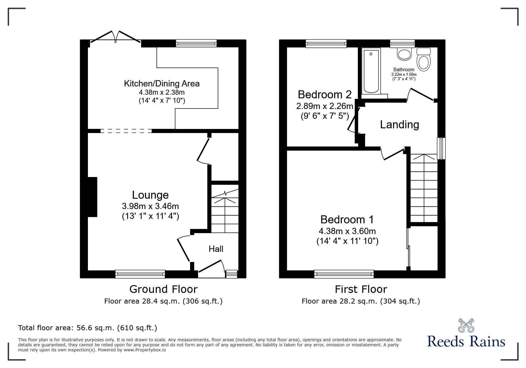 Floorplan of 2 bedroom Semi Detached House to rent, Harwill Approach, Churwell, Leeds, LS27