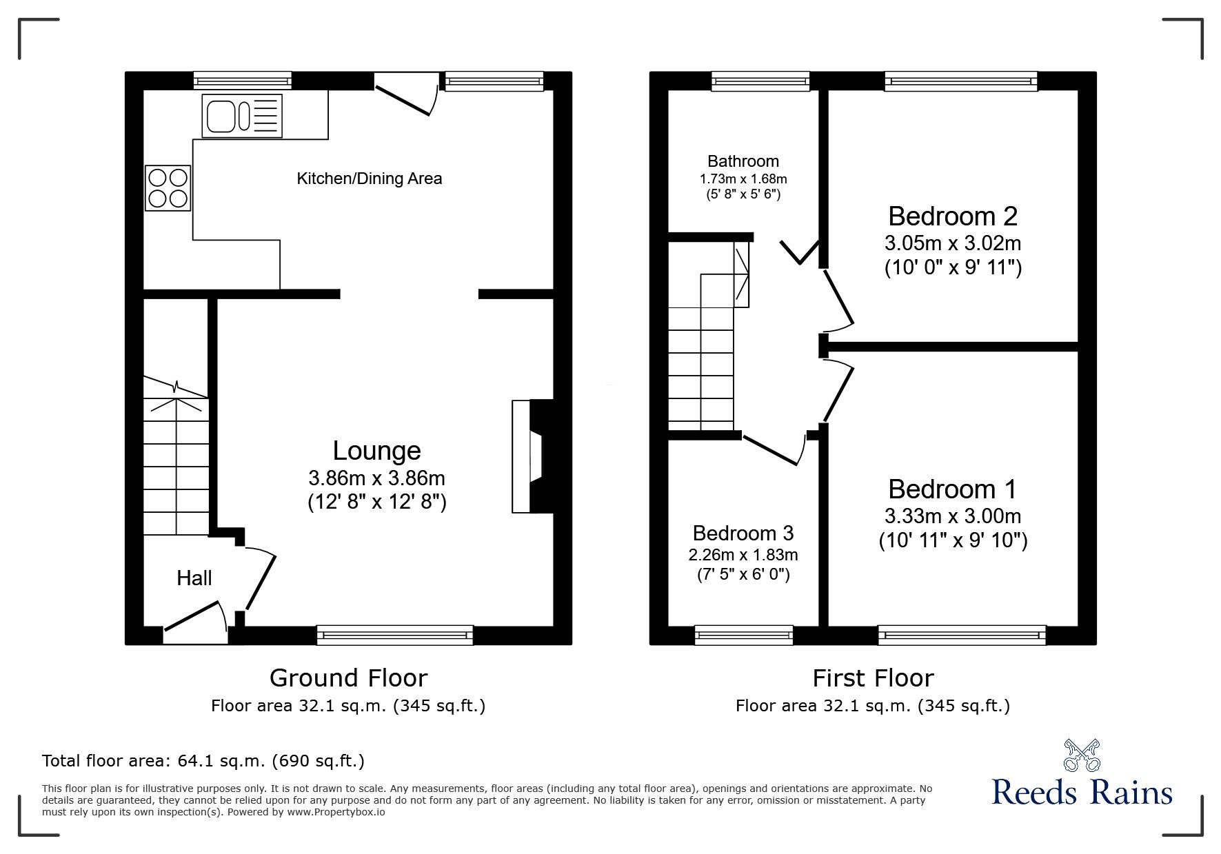 Floorplan of 3 bedroom Mid Terrace House to rent, Springfield Crescent, Morley, West Yorkshire, LS27