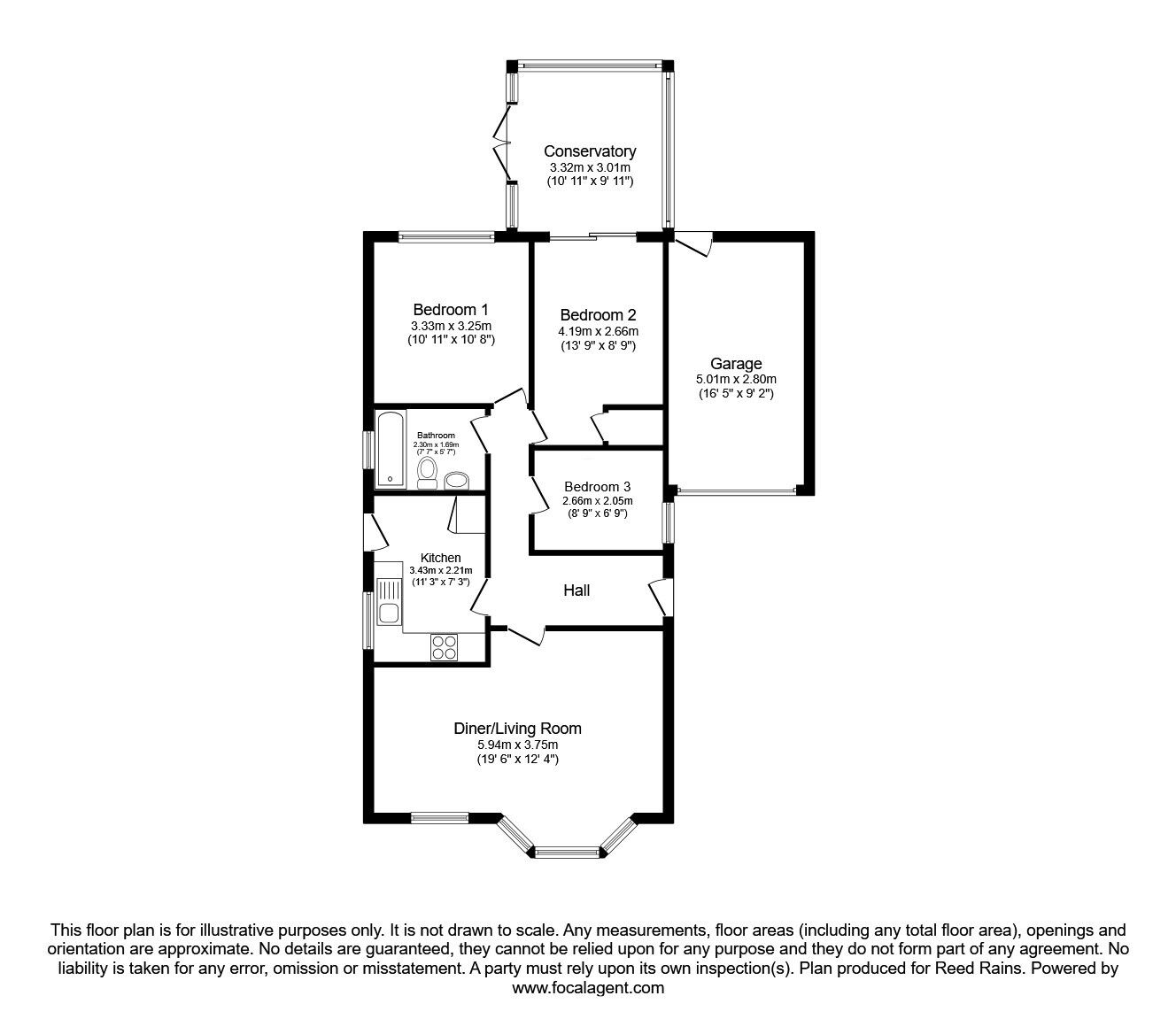 Floorplan of 3 bedroom Detached Bungalow for sale, Wren Drive, Morley, West Yorkshire, LS27