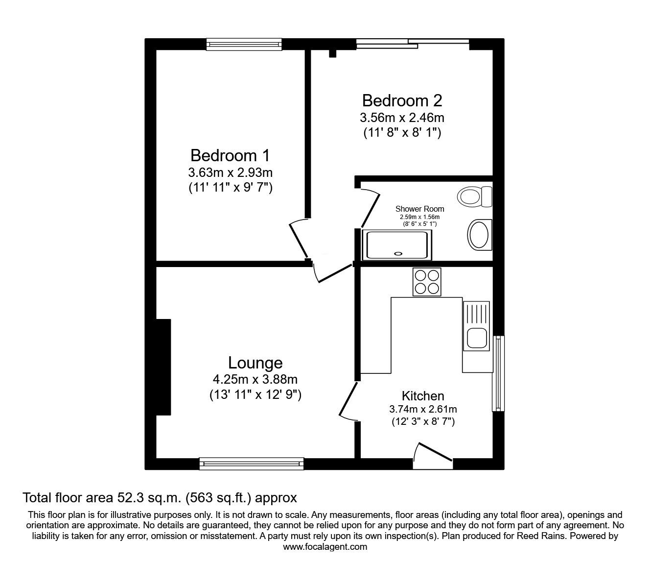 Floorplan of 2 bedroom Semi Detached Bungalow for sale, Ryedale Way, Tingley, West Yorkshire, WF3