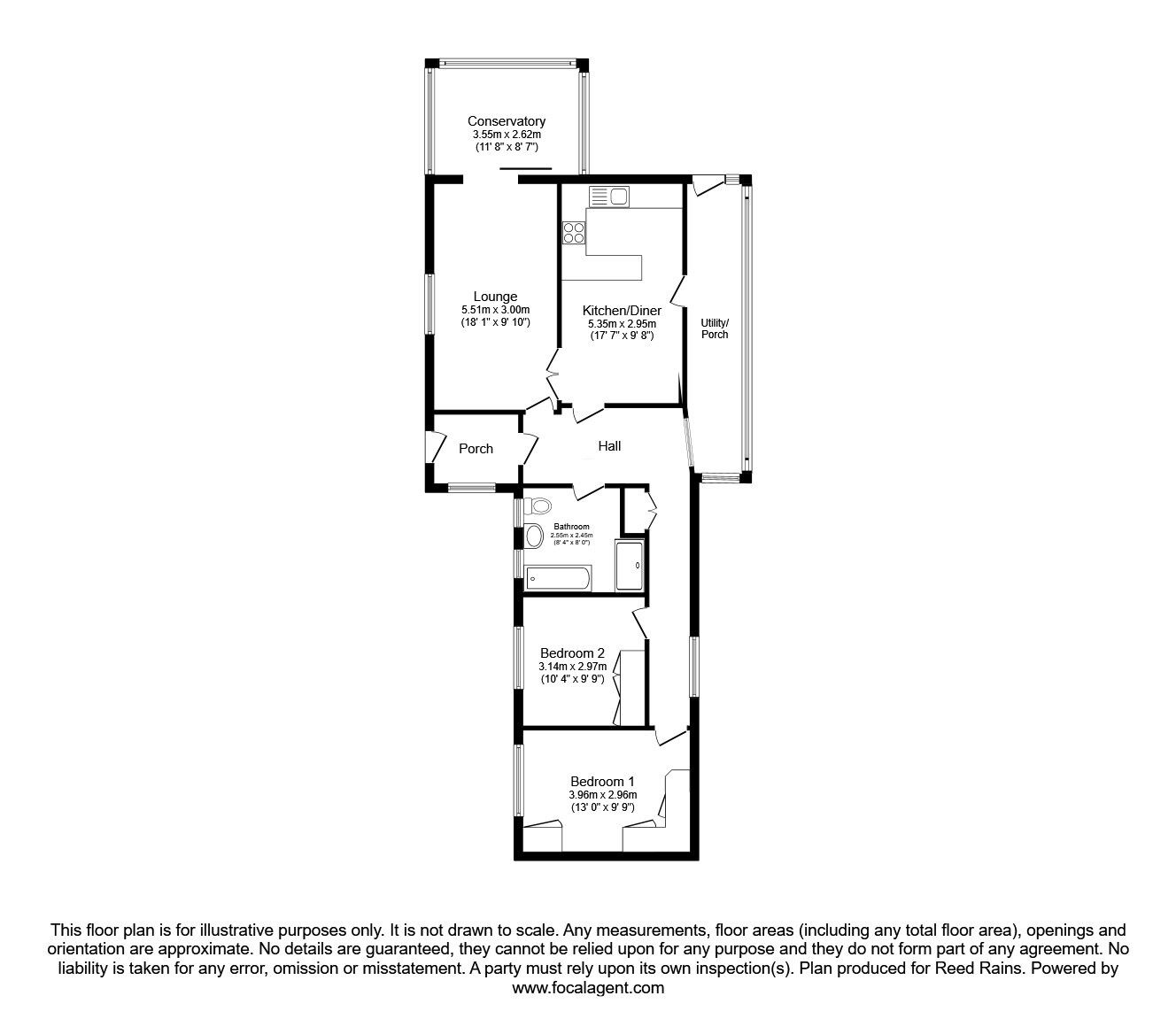 Floorplan of 2 bedroom Detached Bungalow for sale, Hillhead Drive, Batley, West Yorkshire, WF17