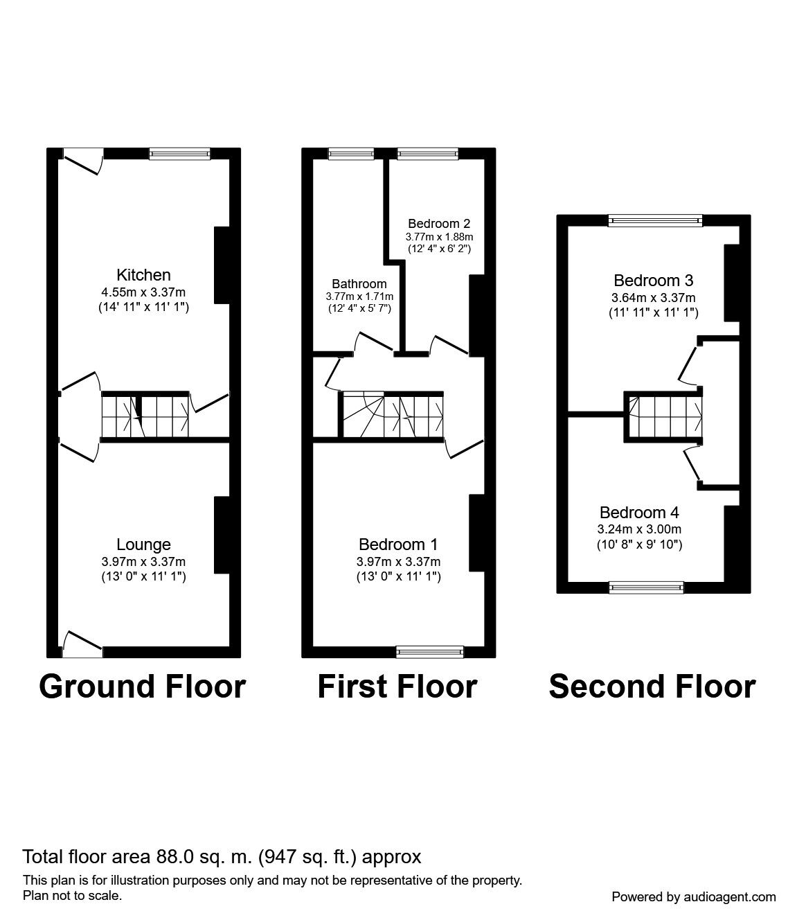Floorplan of 4 bedroom Mid Terrace House to rent, Ingleton Street, Leeds, West Yorkshire, LS11