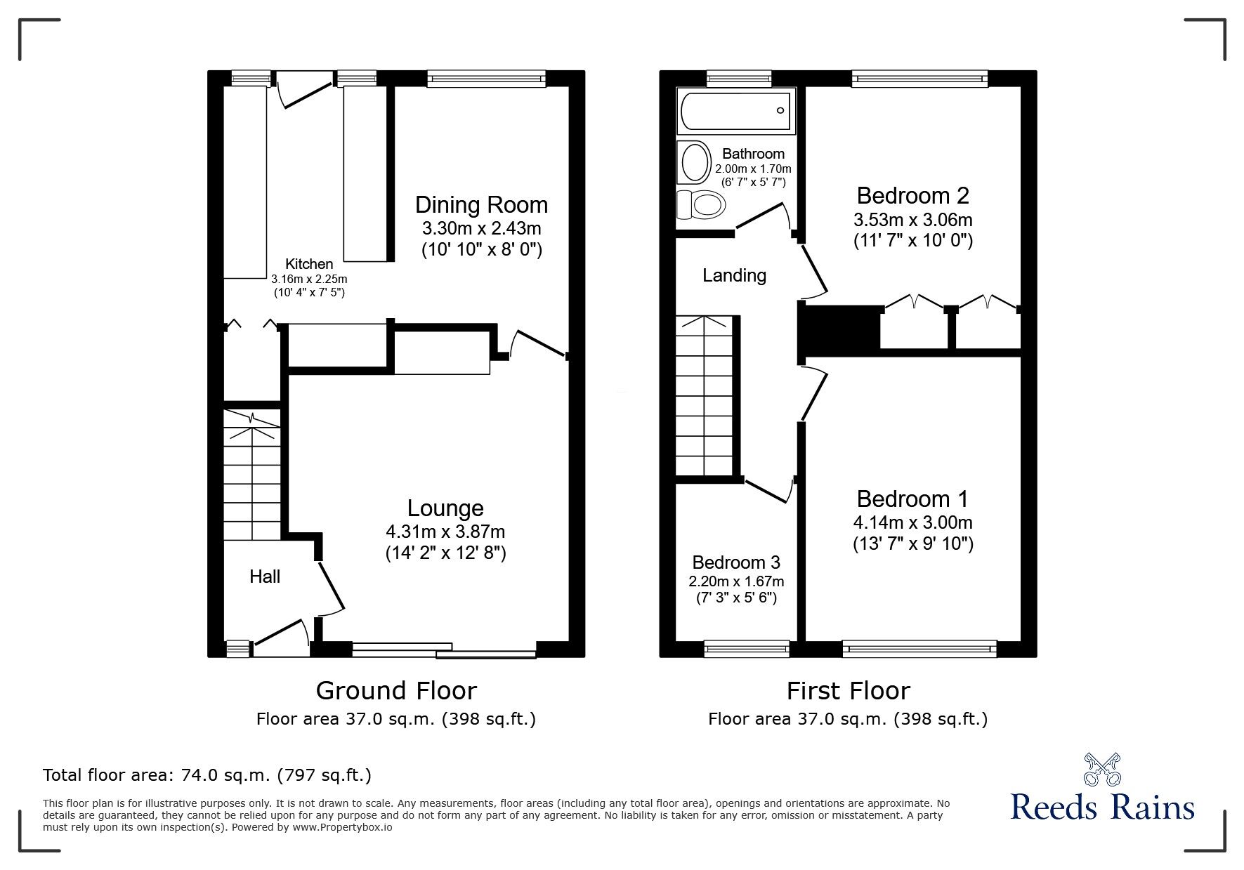 Floorplan of 3 bedroom Mid Terrace House to rent, Old Close, Leeds, West Yorkshire, LS11