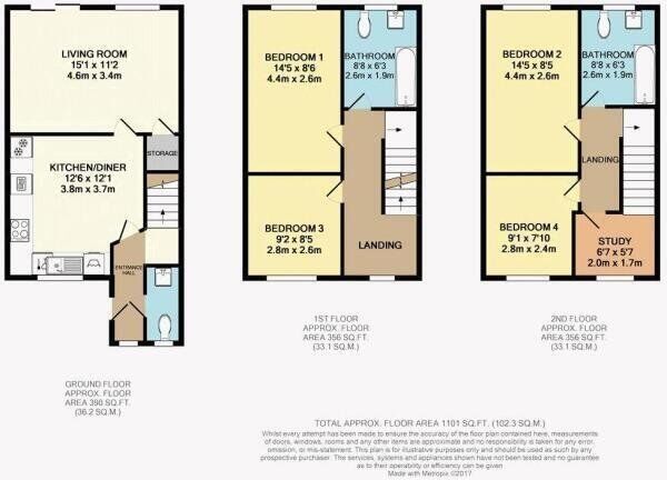Floorplan of 4 bedroom End Terrace House for sale, Kirkgate, Birstall, West Yorkshire, WF17
